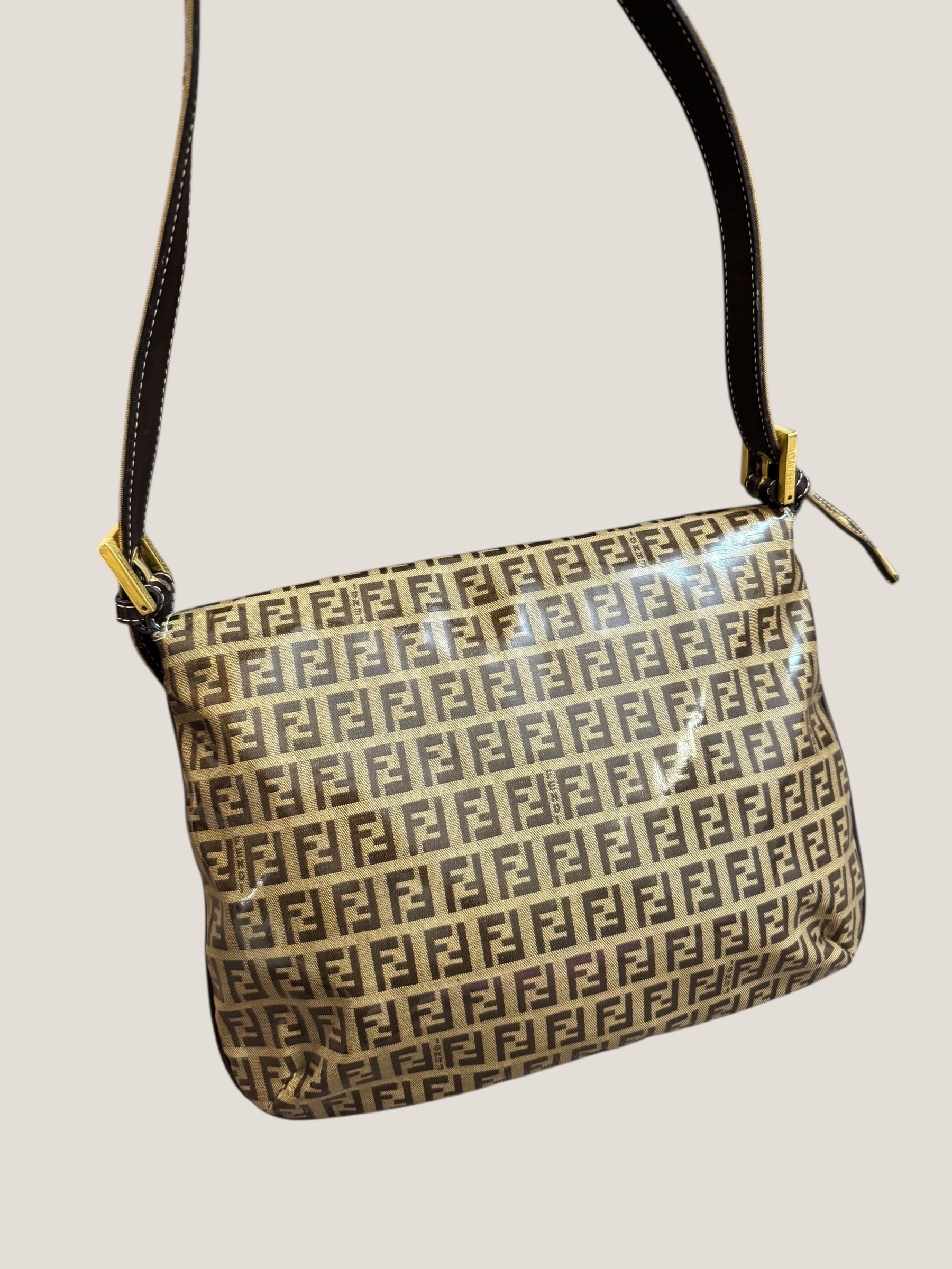 FENDI Baguette Monogram Crystal Marrone