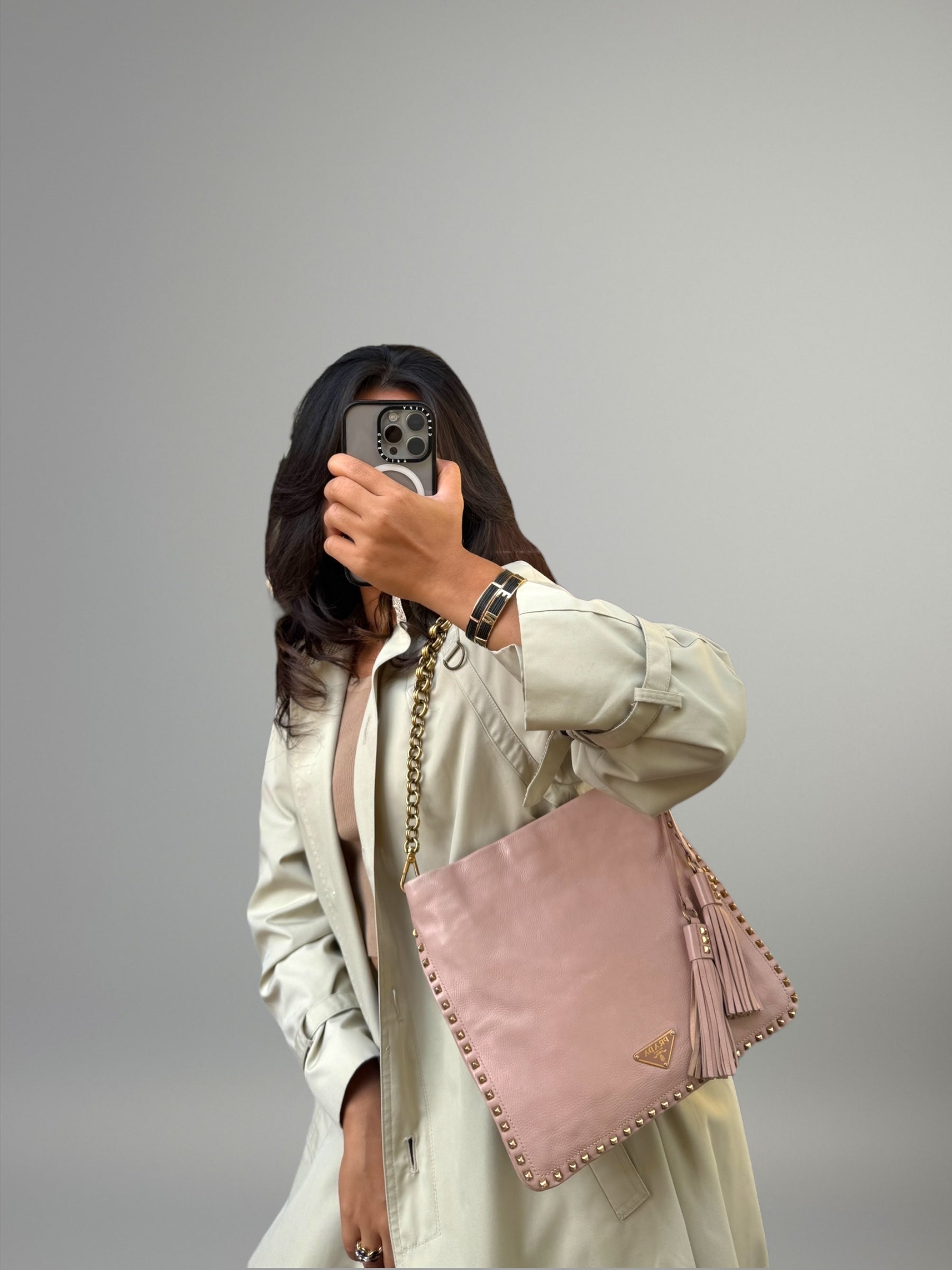 PRADA Studded Hobo Bag