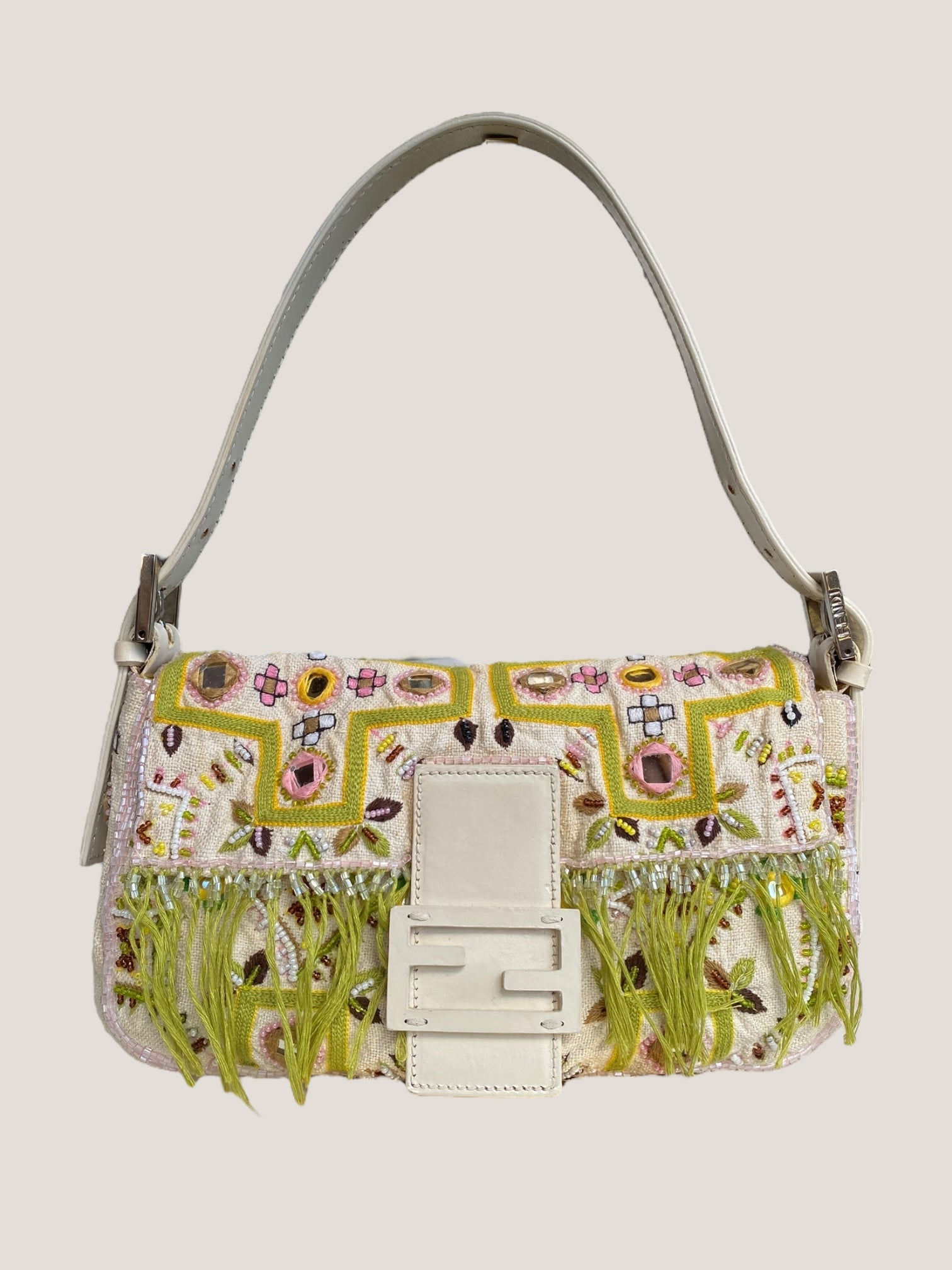 Fendi floral embroidered baguette