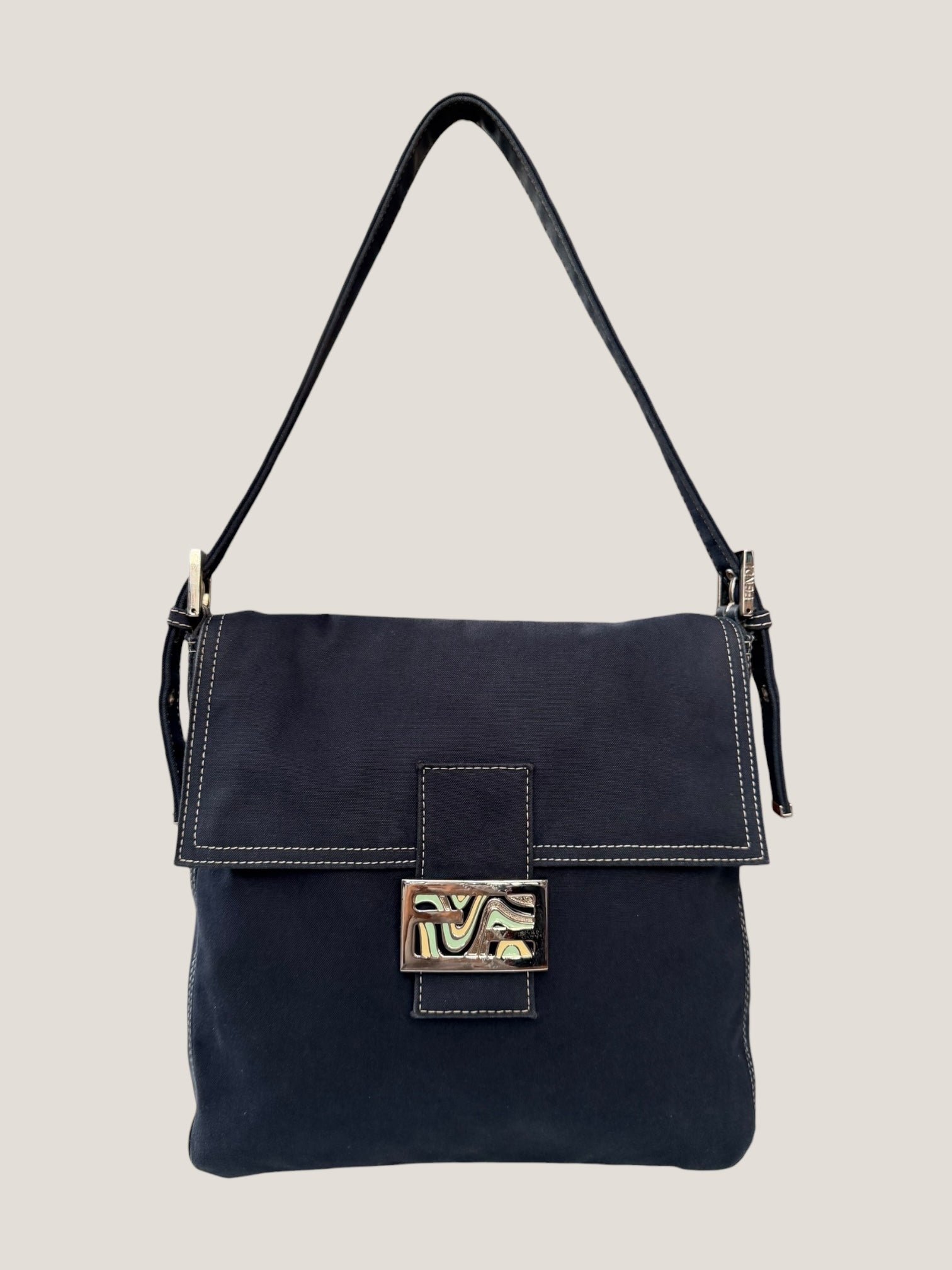 Fendi Baguette in tessuto blu