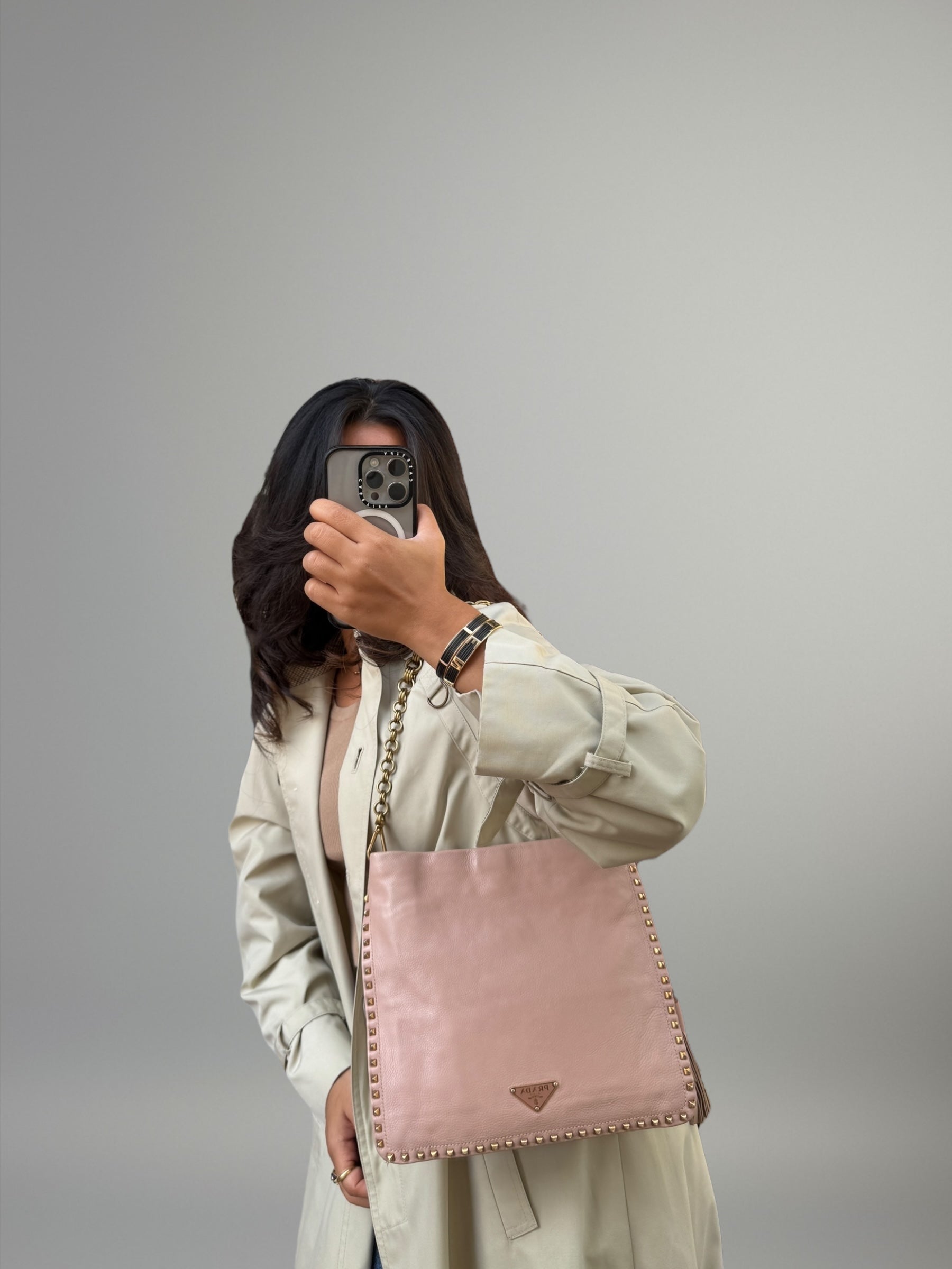 PRADA Studded Hobo Bag