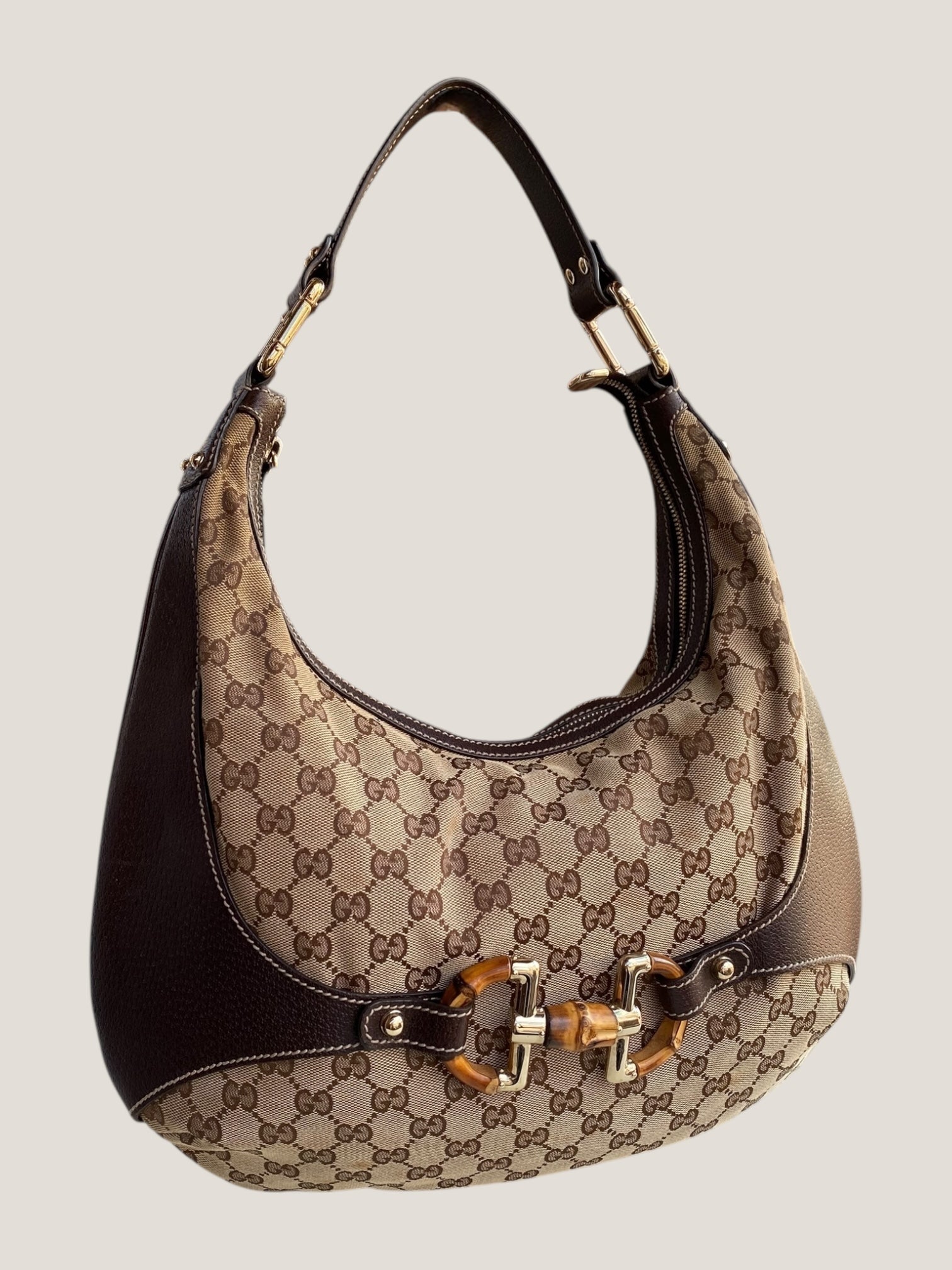 Gucci Hobo con dettaglio bamboo e tessuto GG