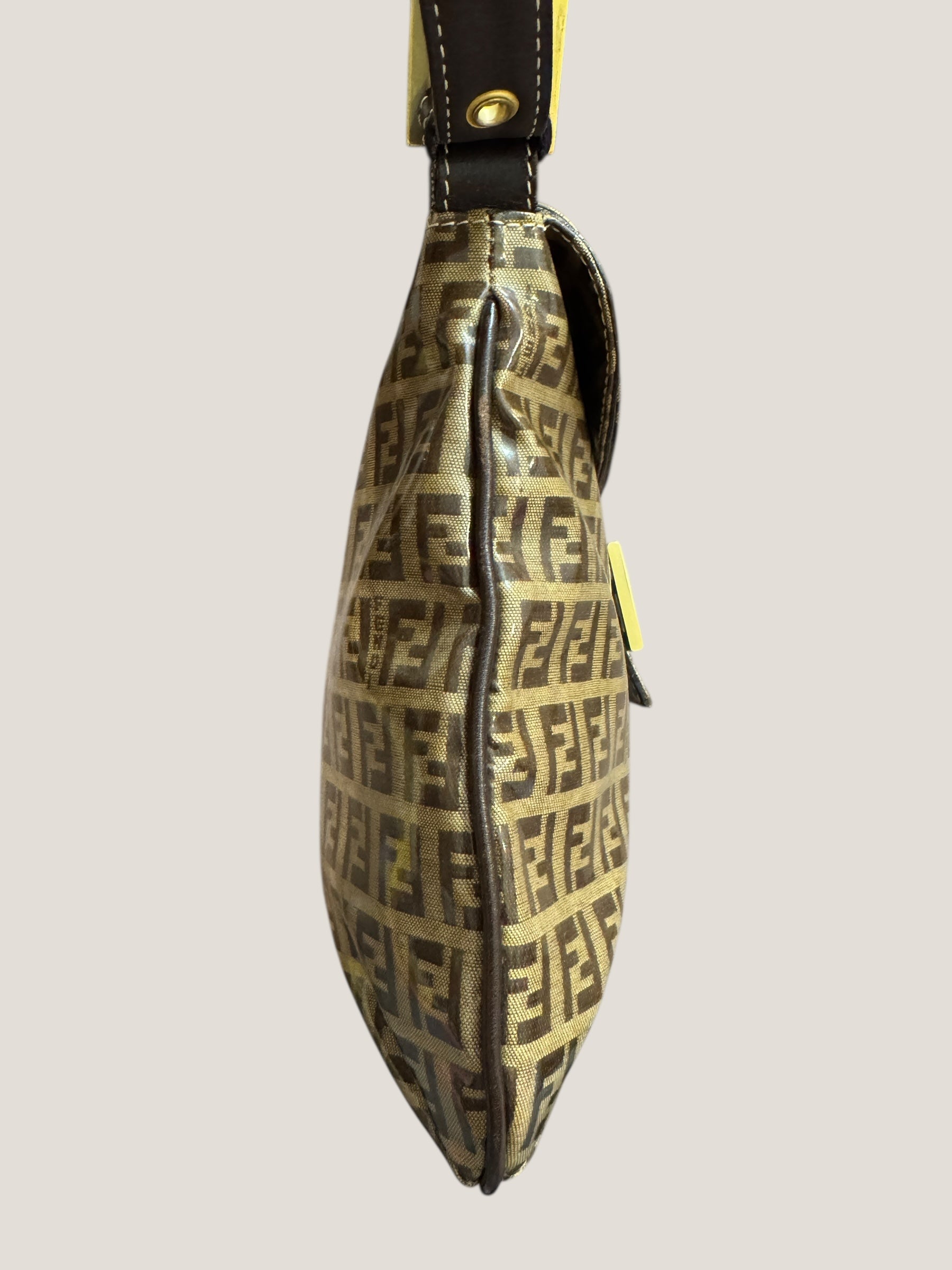 FENDI Baguette Monogram Crystal Marrone