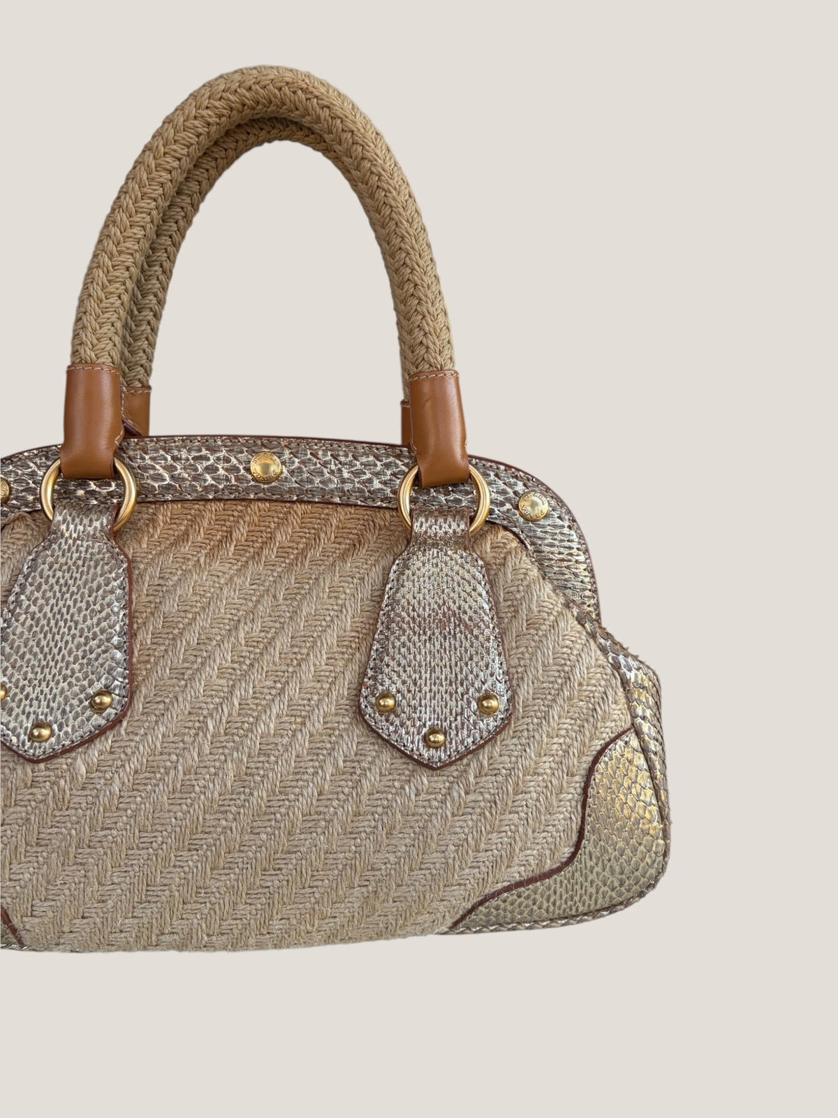 Prada Rafia Pitone Tote Bag