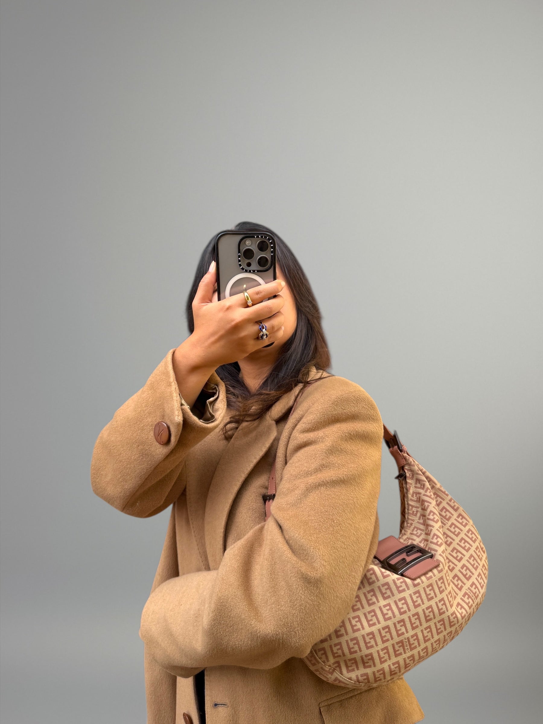 Fendi Baguette Half Moon Monogram Rosa