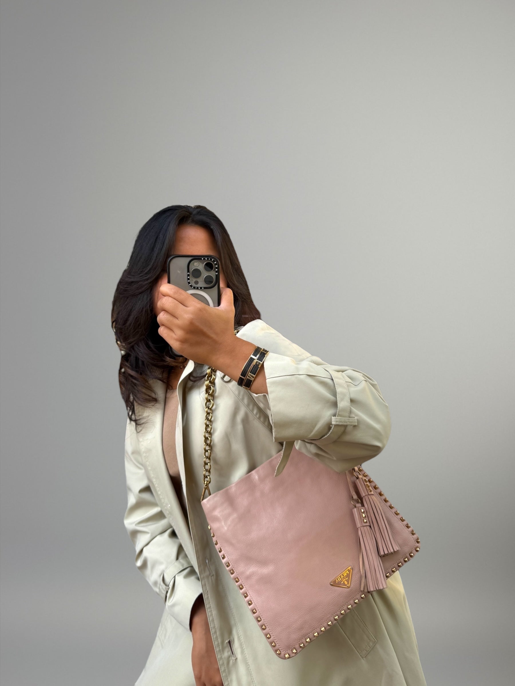 PRADA Studded Hobo Bag