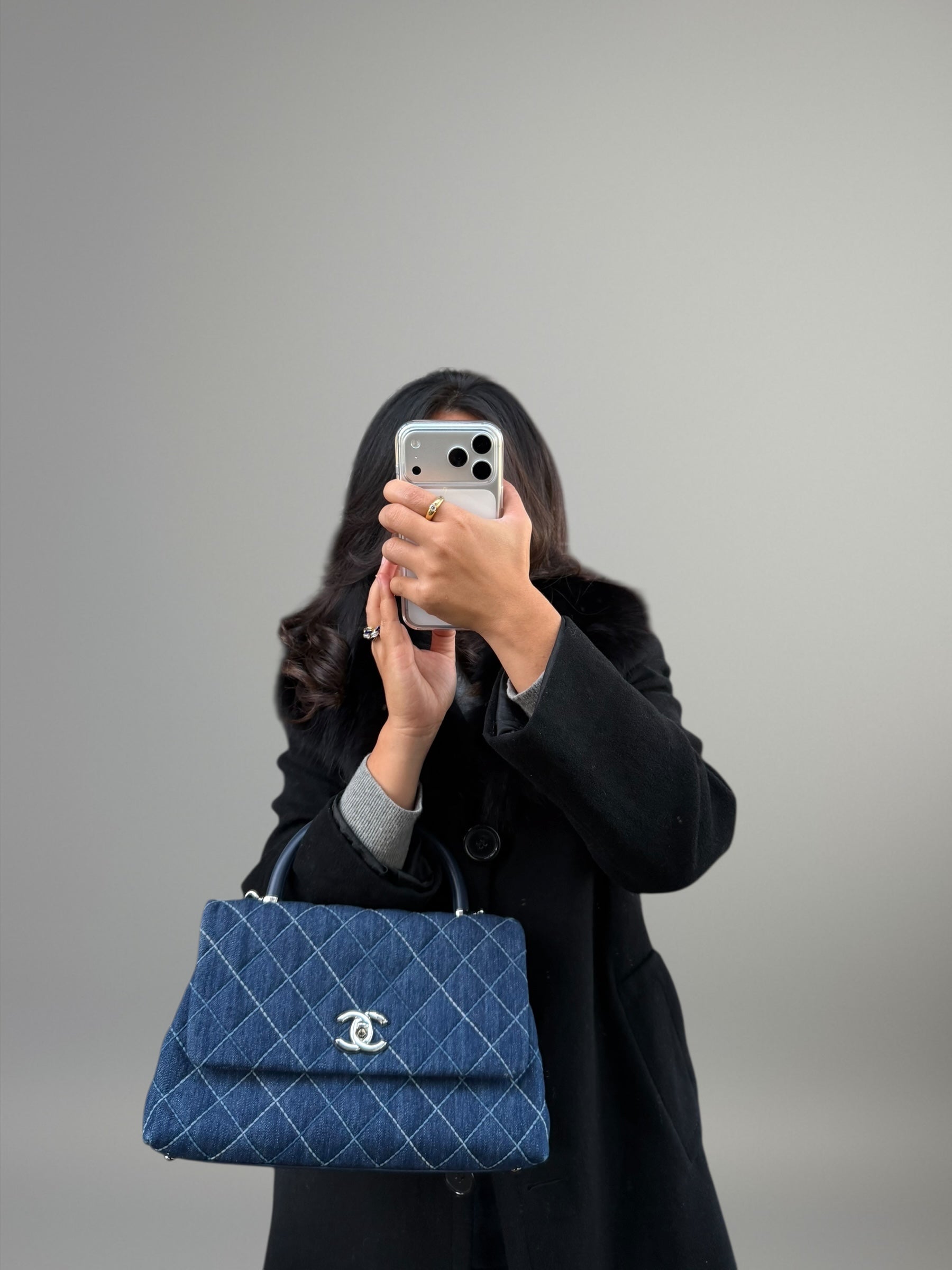 Chanel Coco Top Handle in denim trapuntato