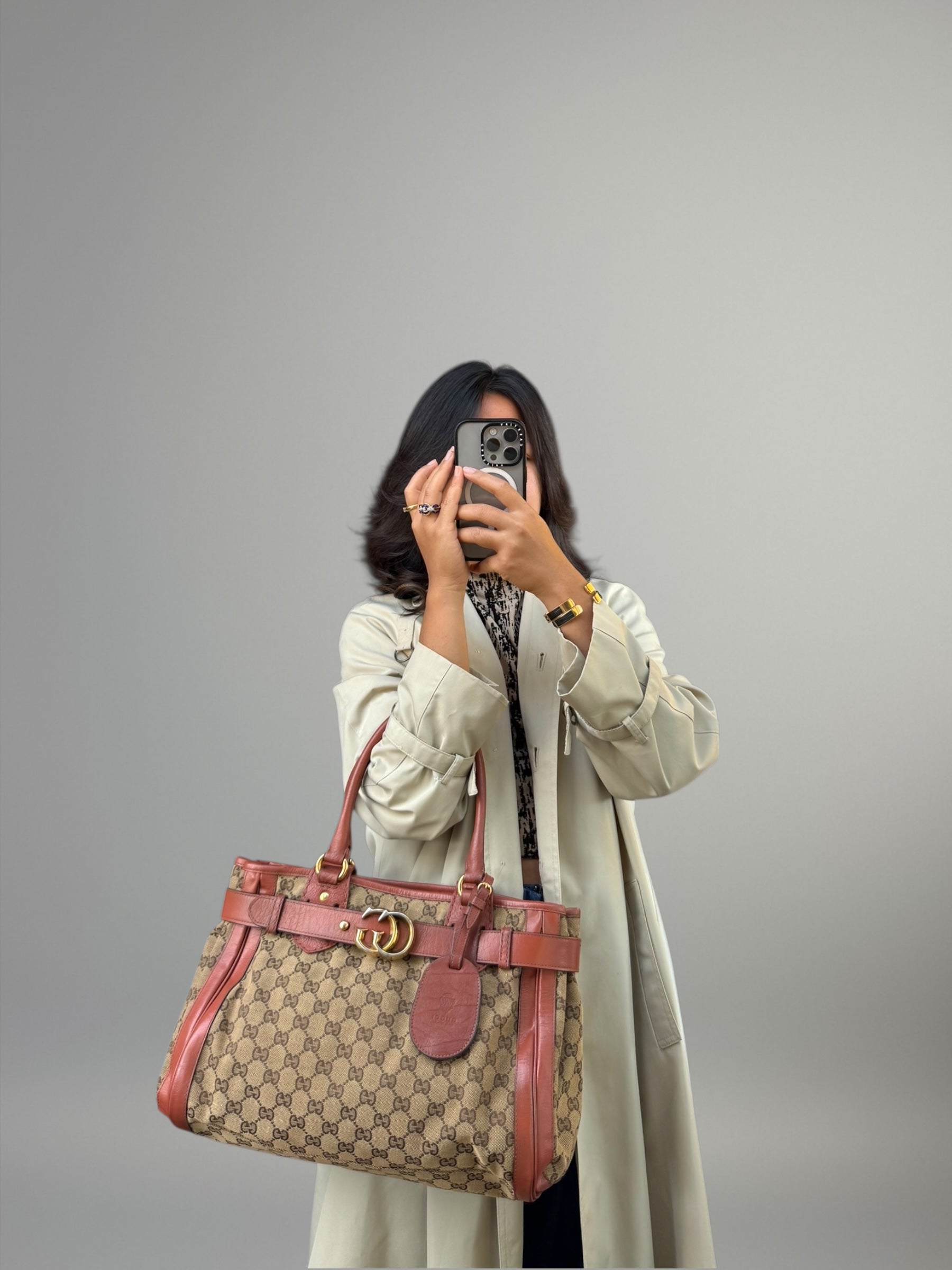 Gucci GG Canvas Tote Marrone Ruggine