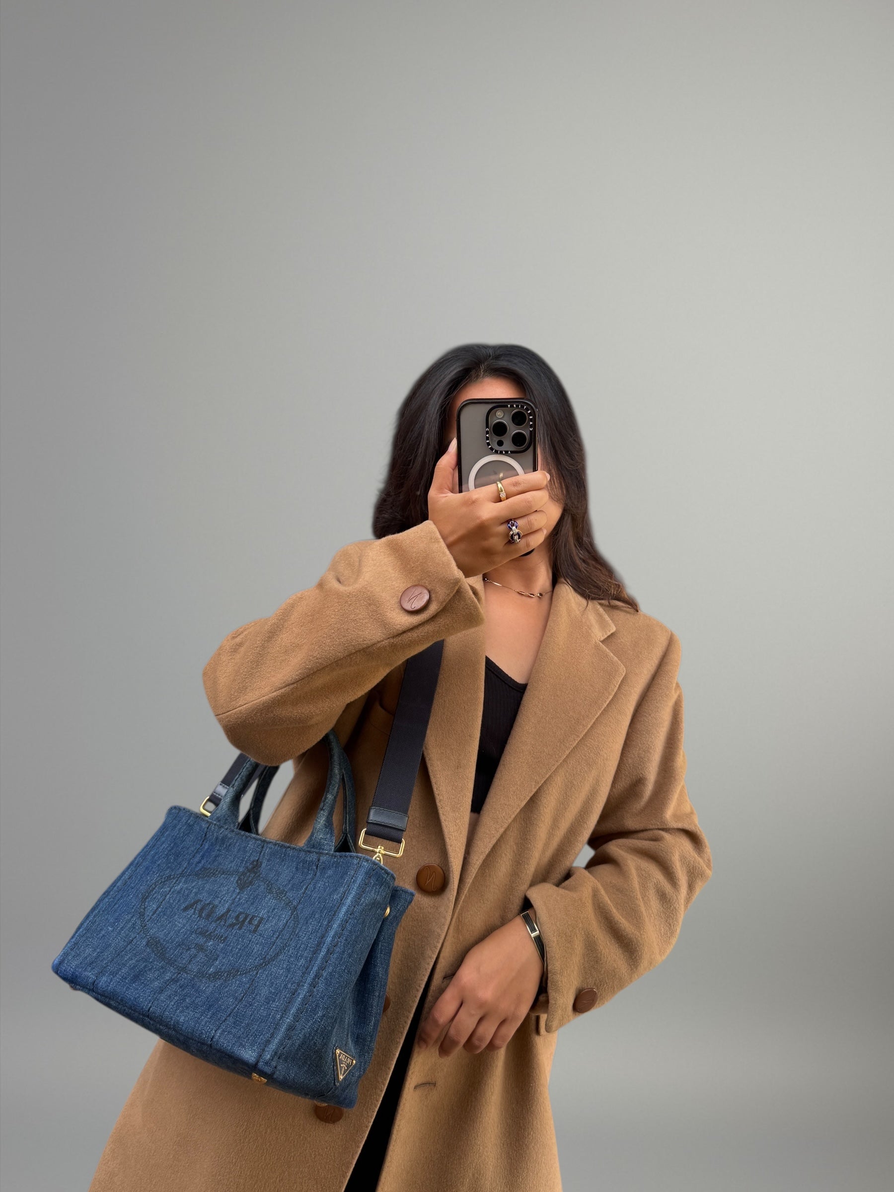 Prada Tote in denim con logo