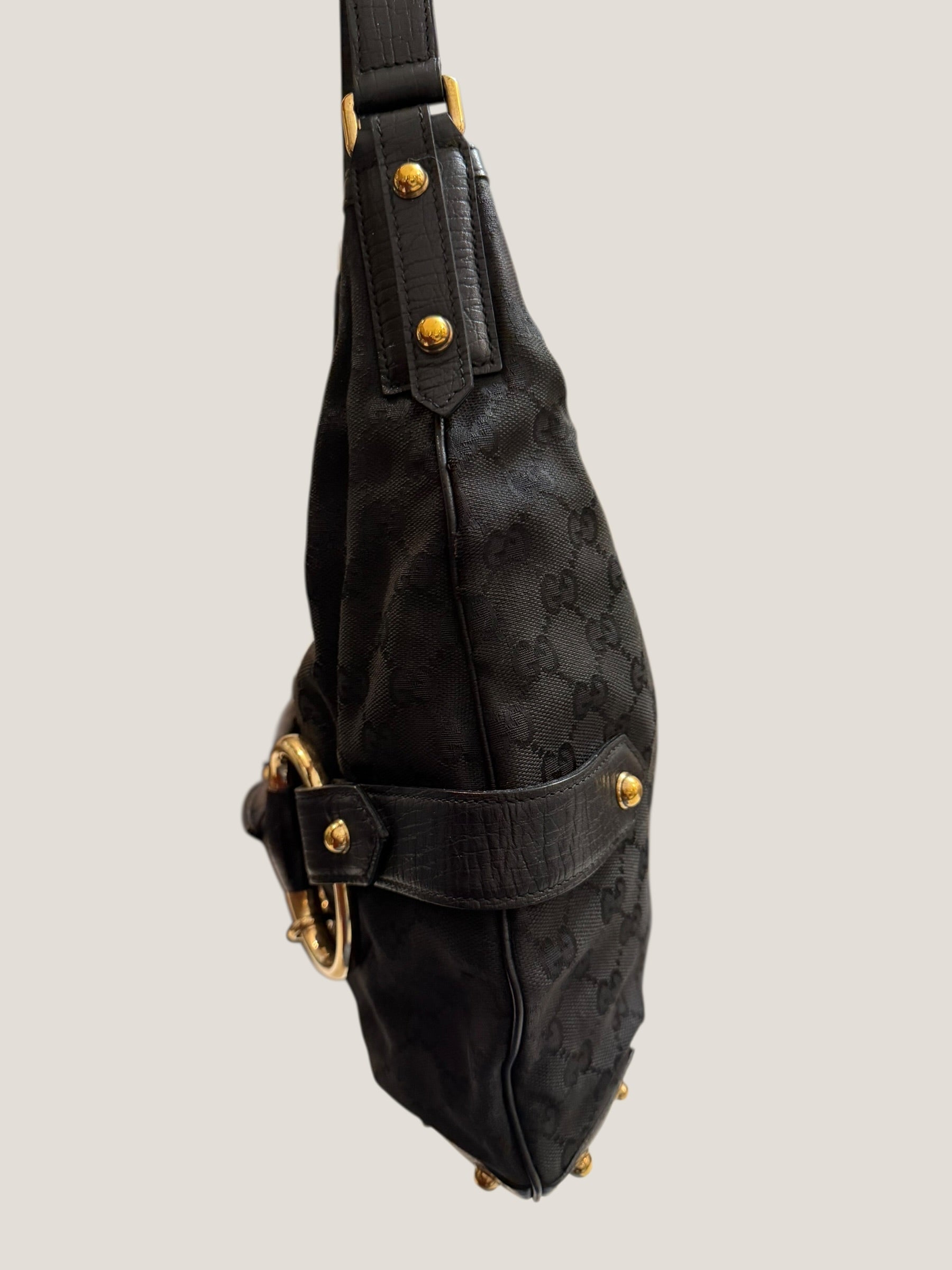 Gucci GG canvas nera Horsebit chain