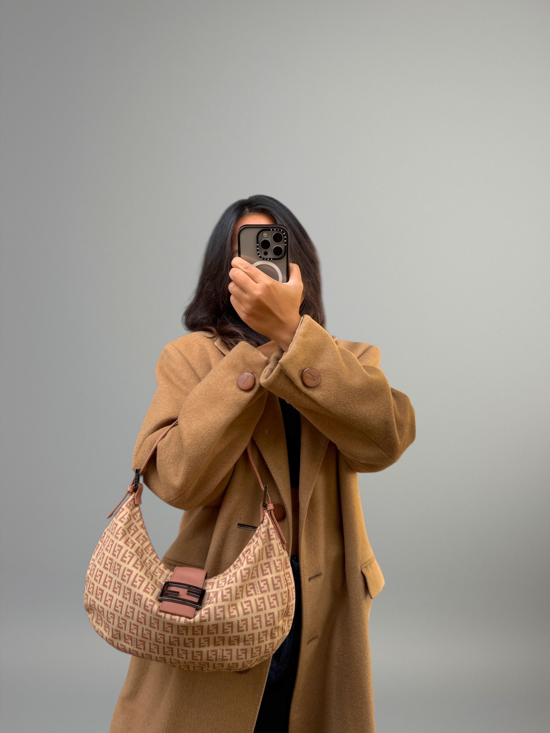 Fendi Baguette Half Moon Monogram Rosa