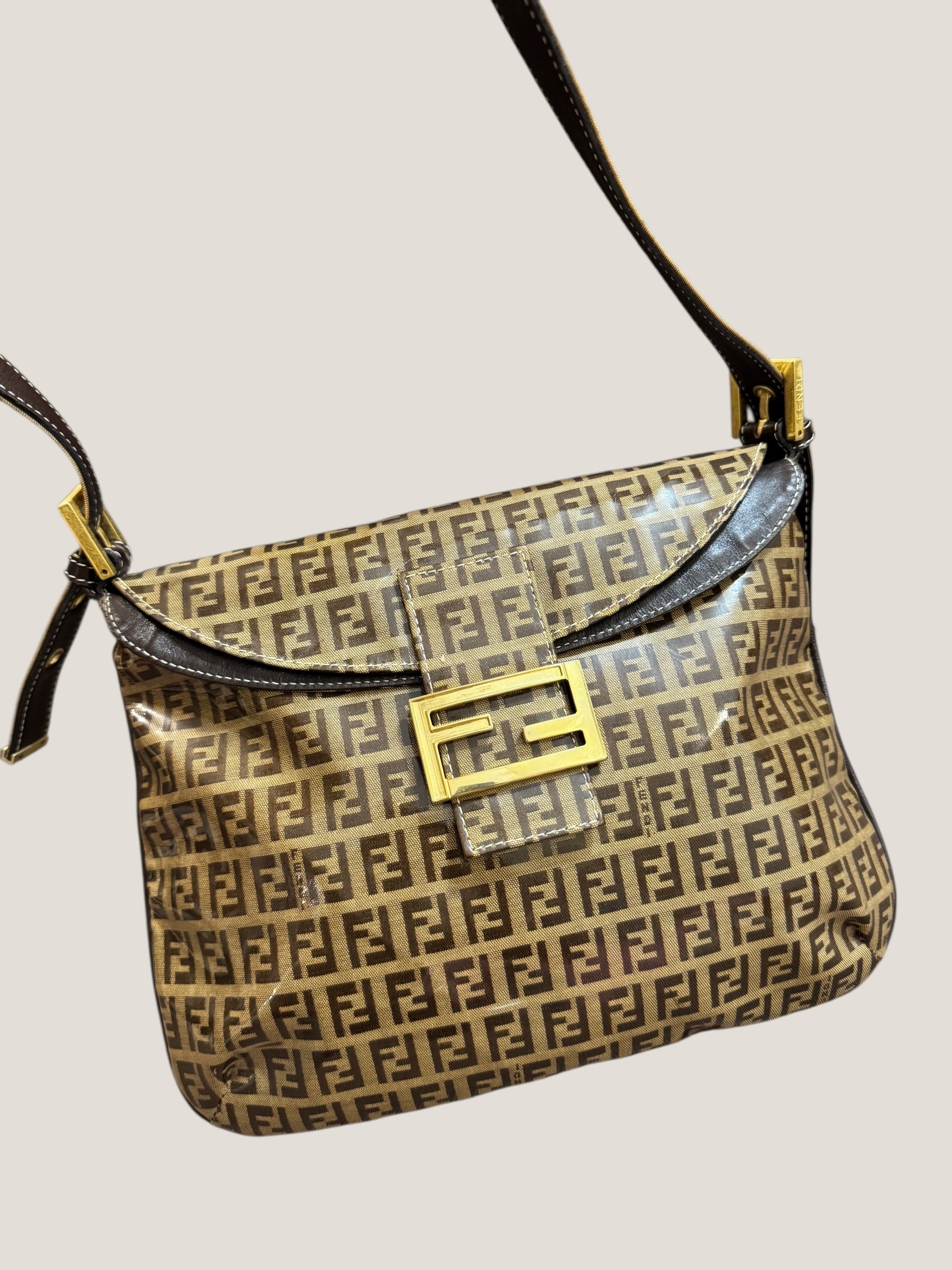 FENDI Baguette Monogram Crystal Marrone
