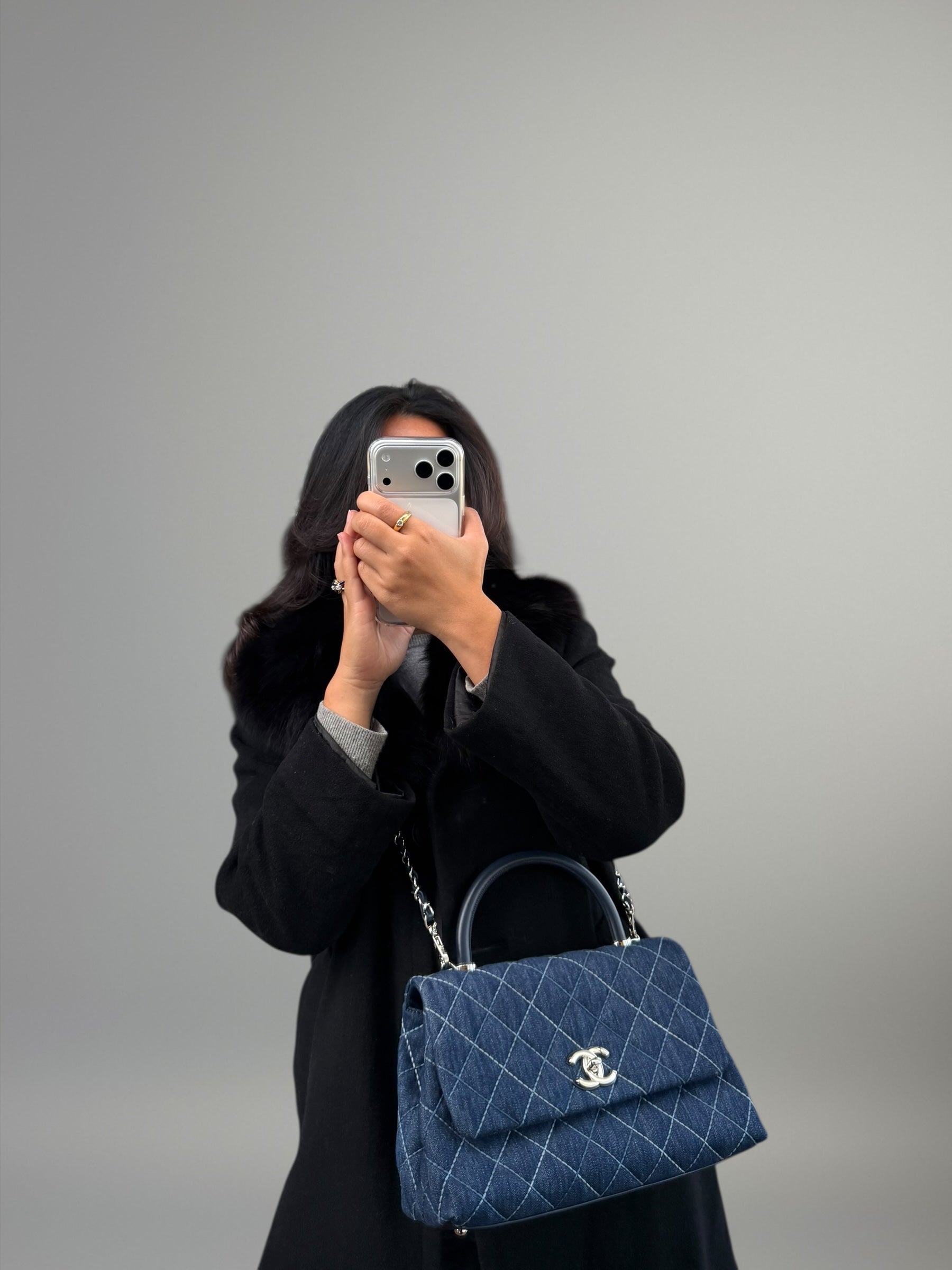 Chanel Coco Top Handle in denim trapuntato