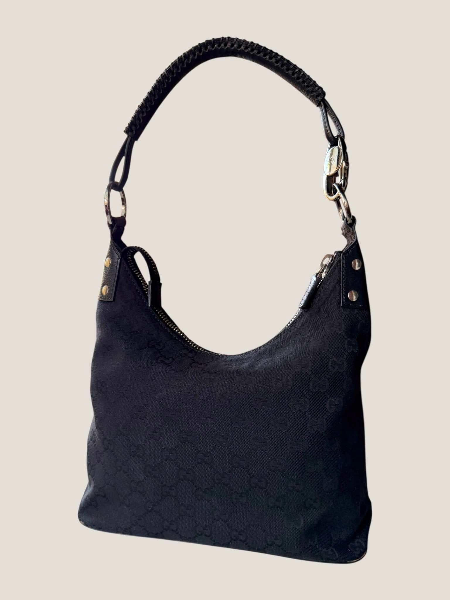 Gucci Black GG Canvas Hobo