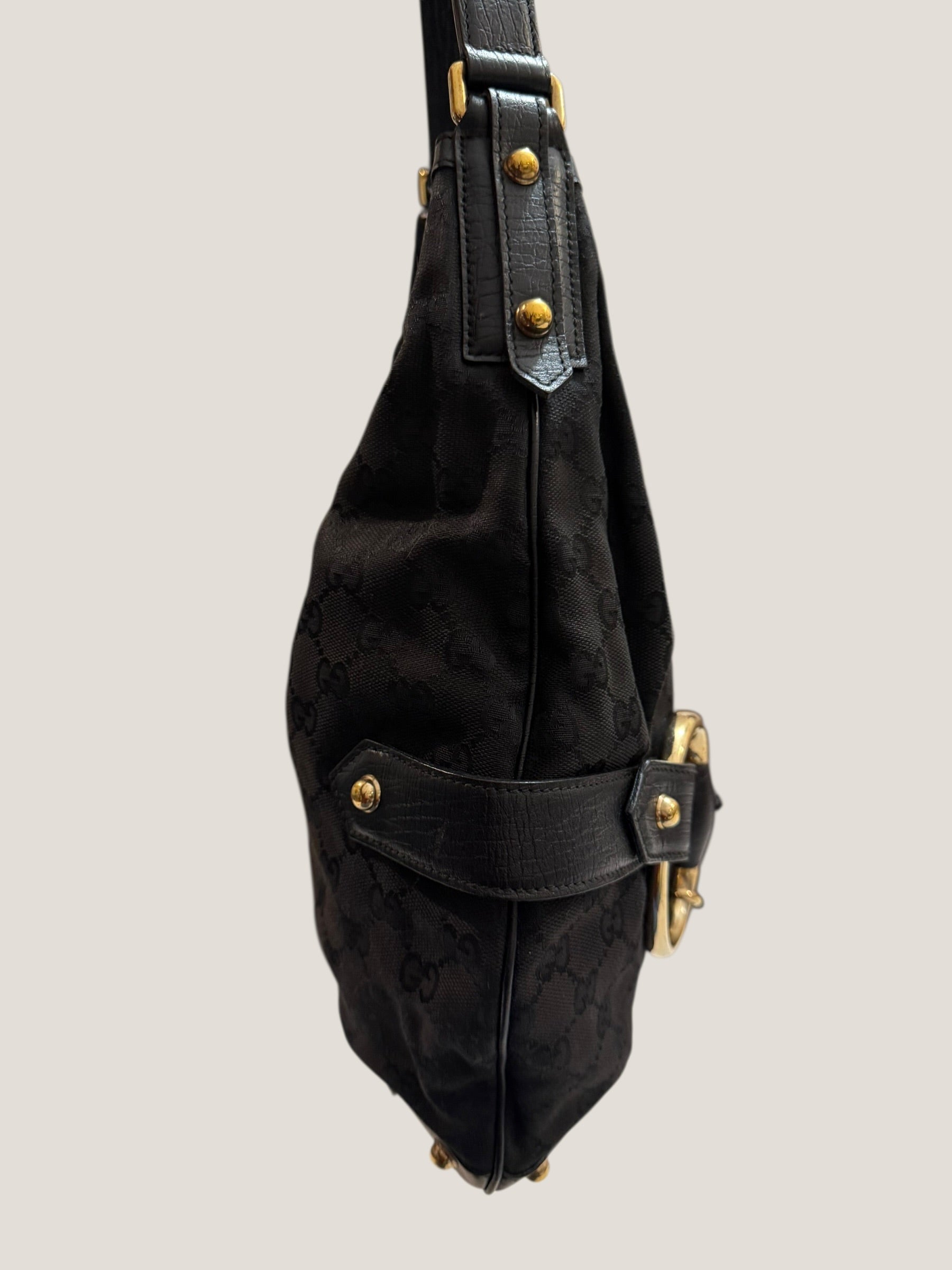 Gucci GG canvas nera Horsebit chain