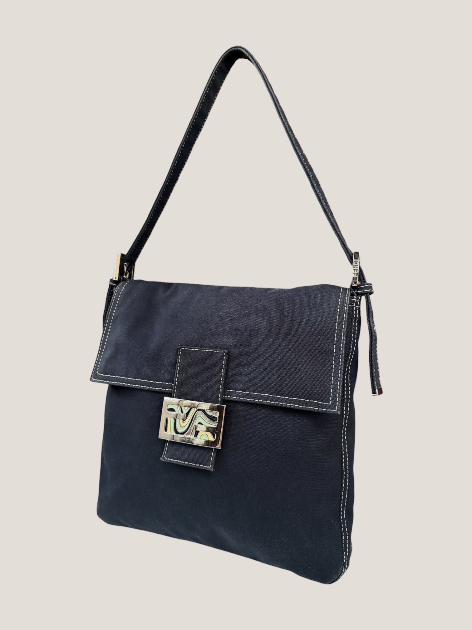 Fendi Baguette in tessuto blu