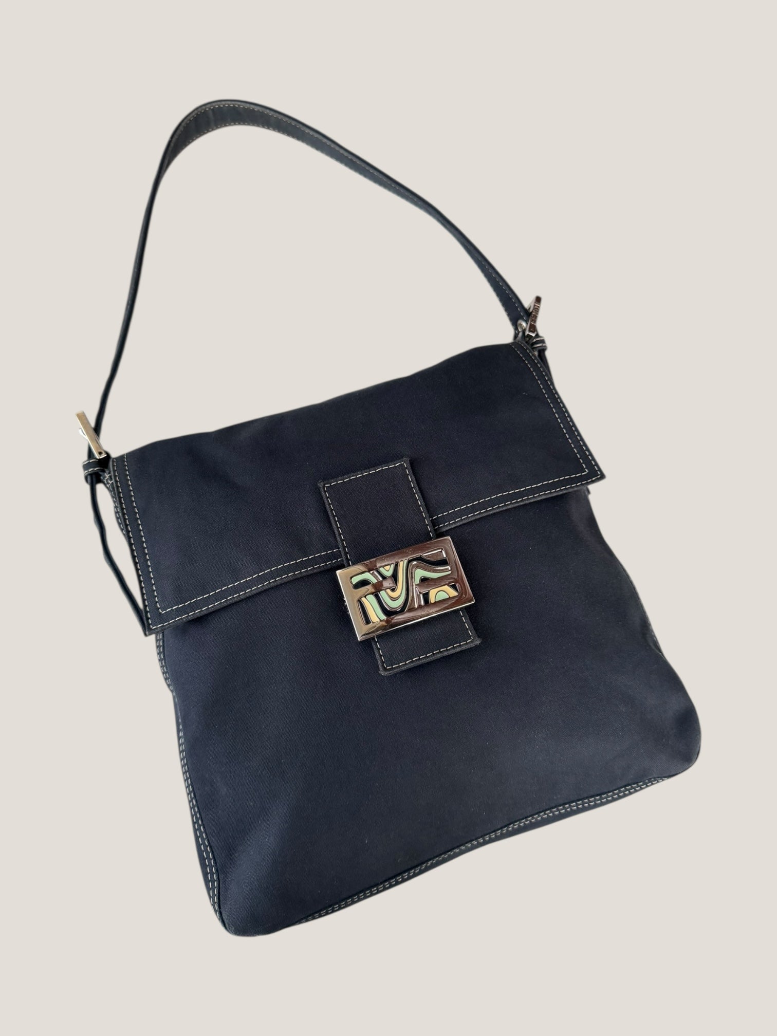Fendi Baguette in tessuto blu