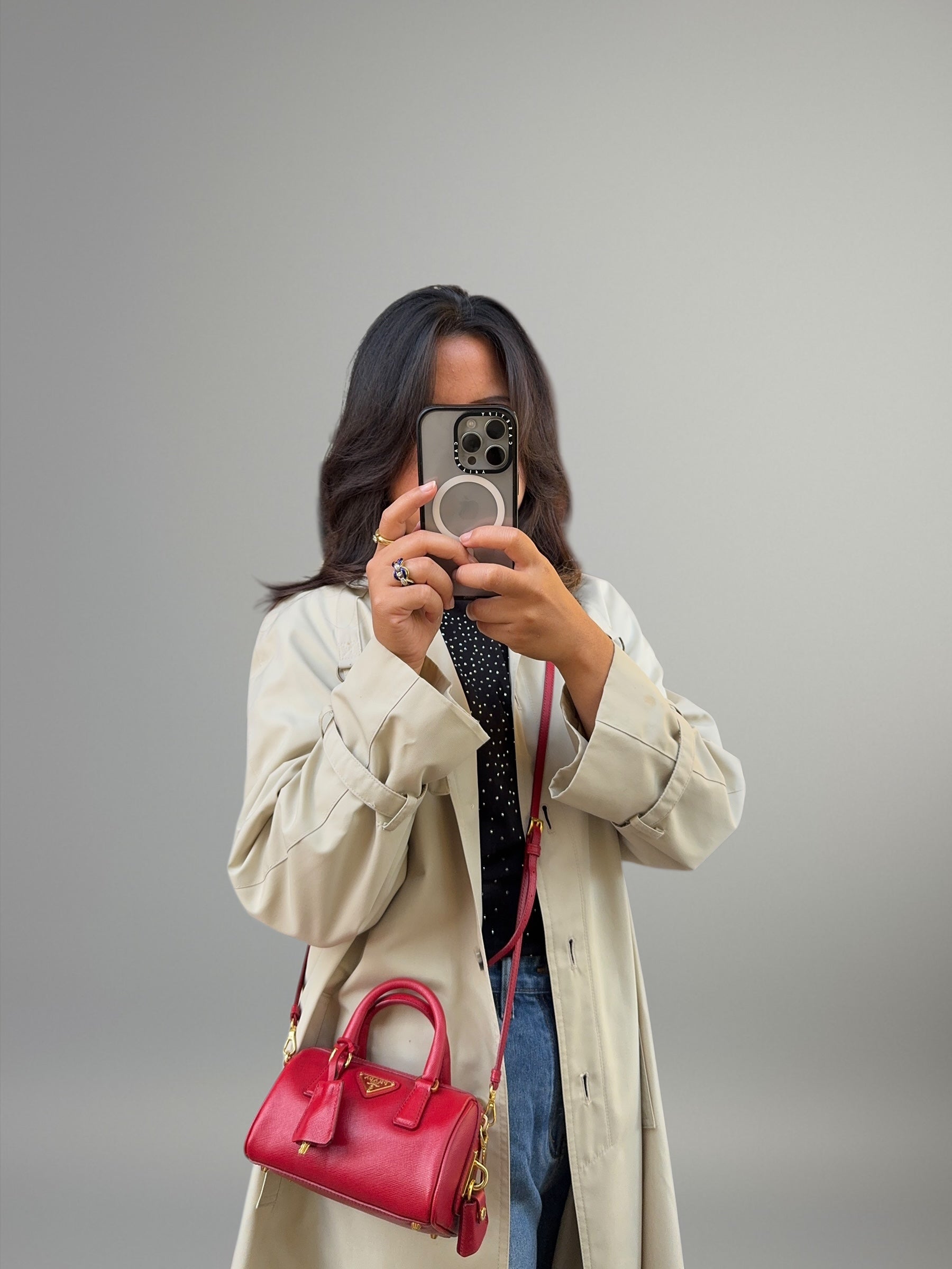 Prada Mini Bauletto in pelle Saffiano rossa