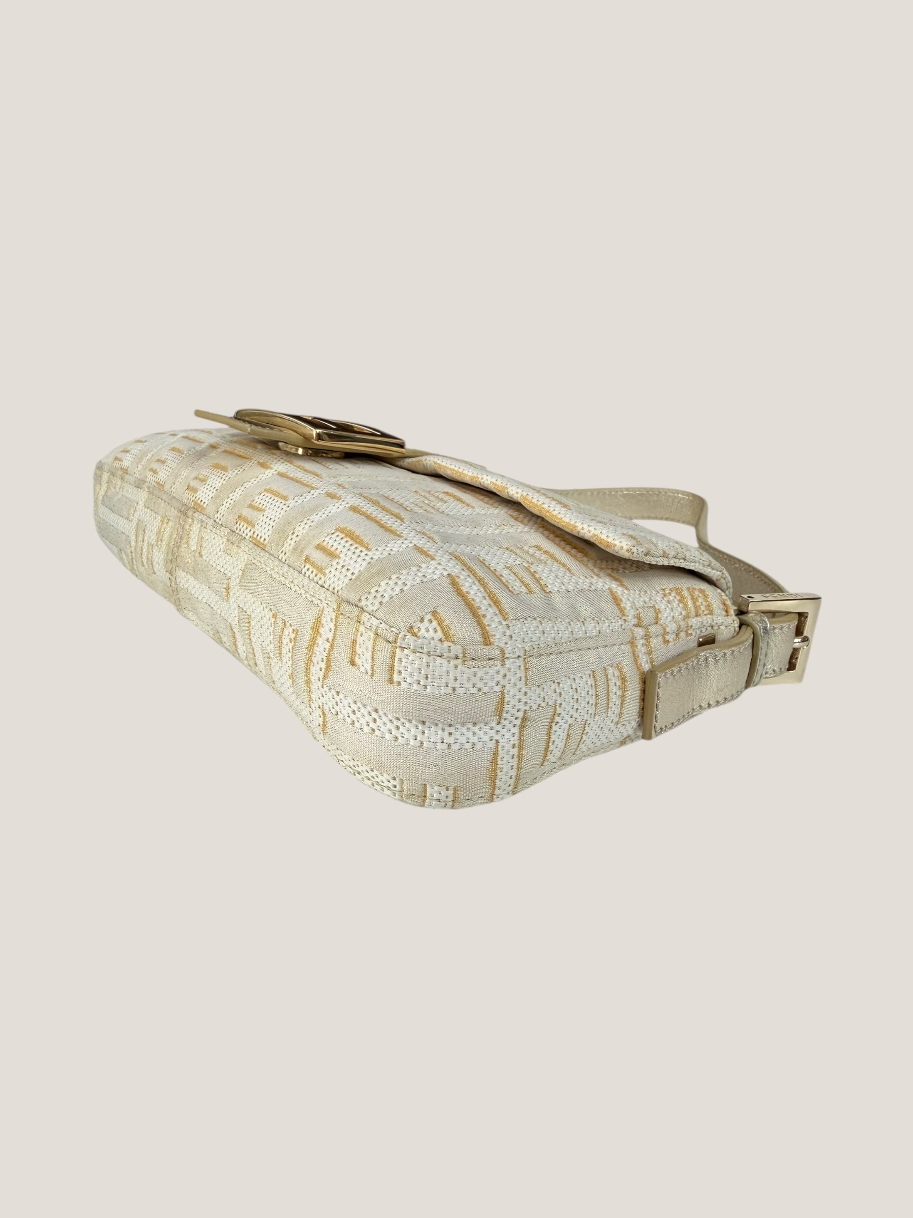 Fendi Baguette FF Jacquard Argento e Oro