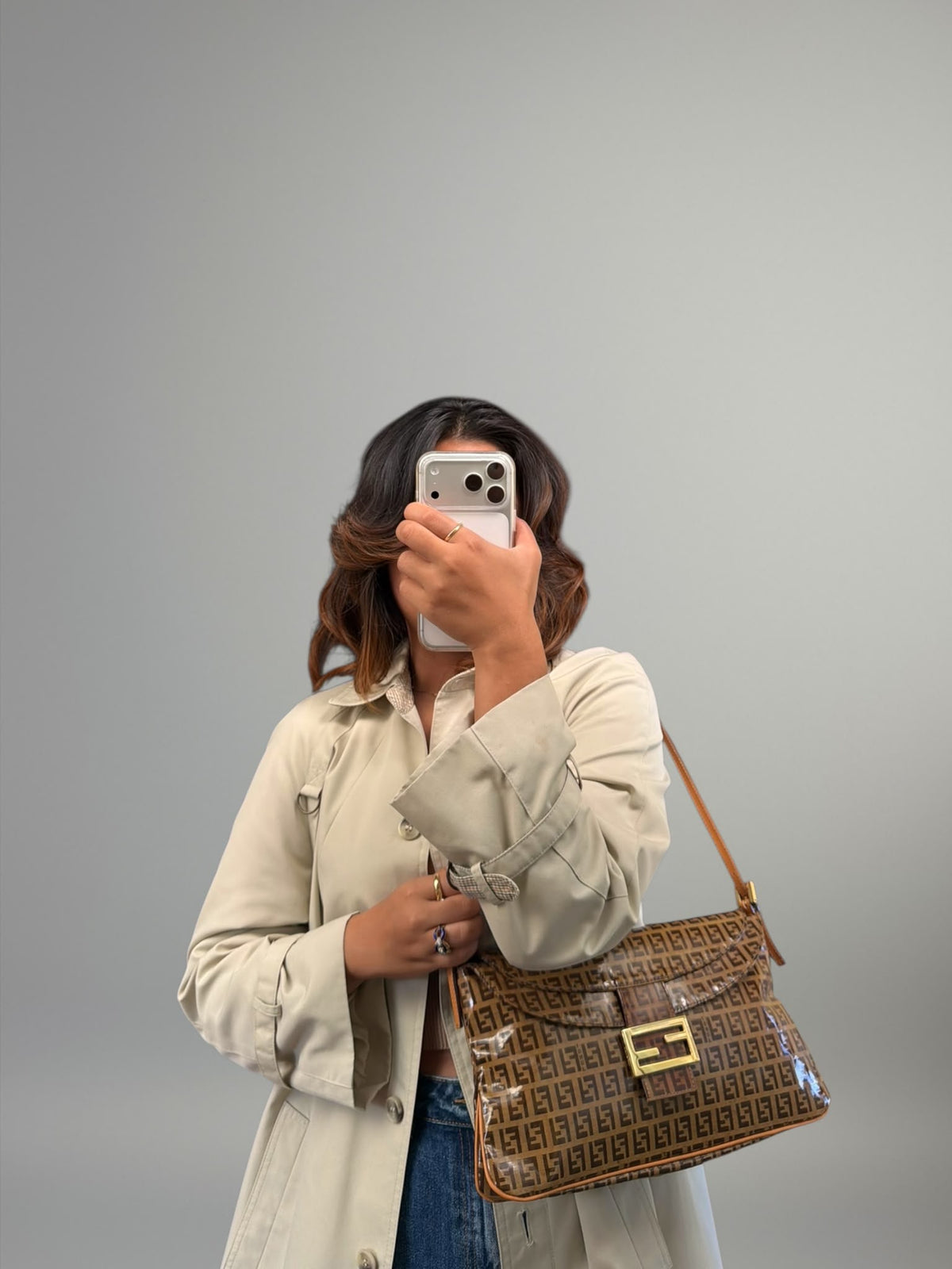 Fendi Zucchino Crystal Double Flap