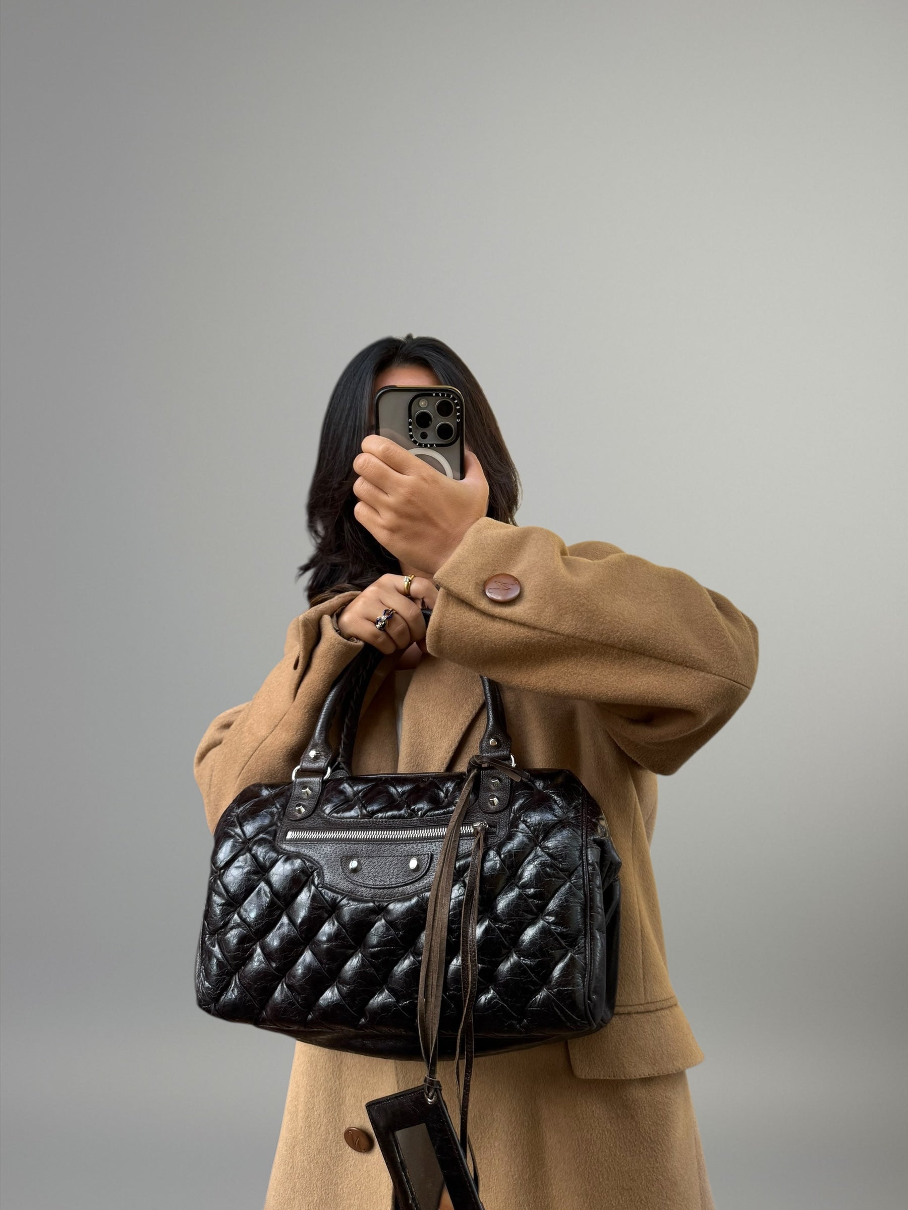 Balenciaga bauletto in pelle marrone