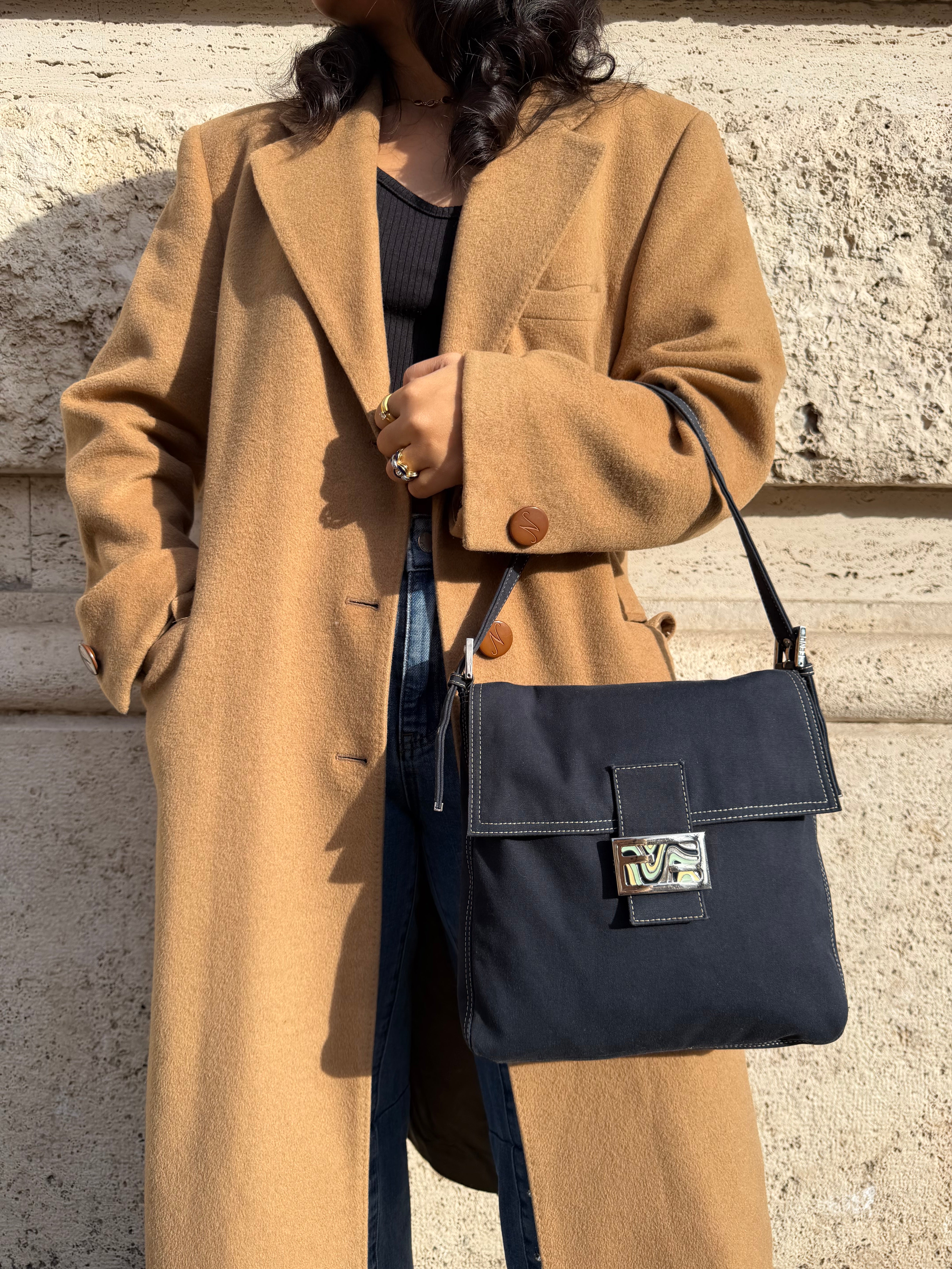 Fendi Baguette in tessuto blu
