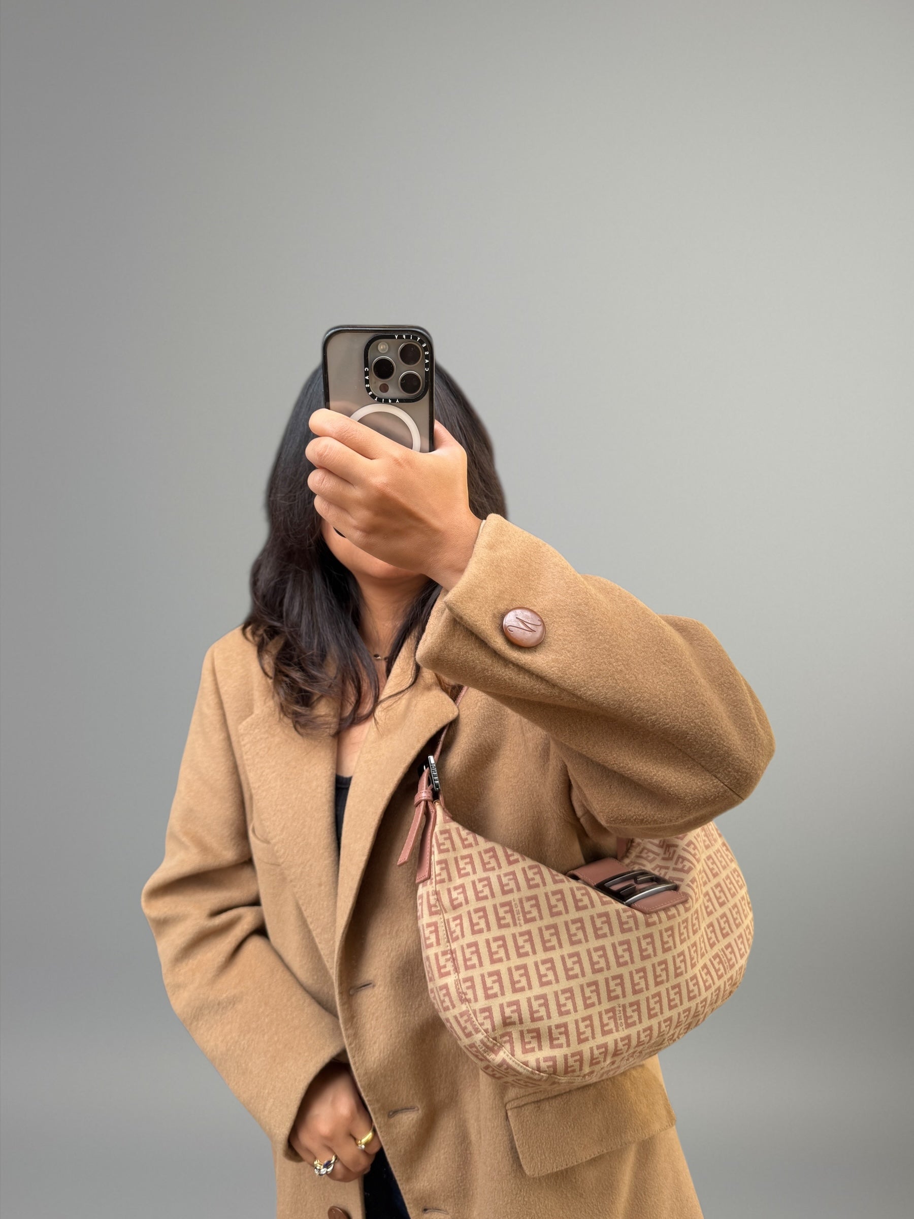 Fendi Baguette Half Moon Monogram Rosa