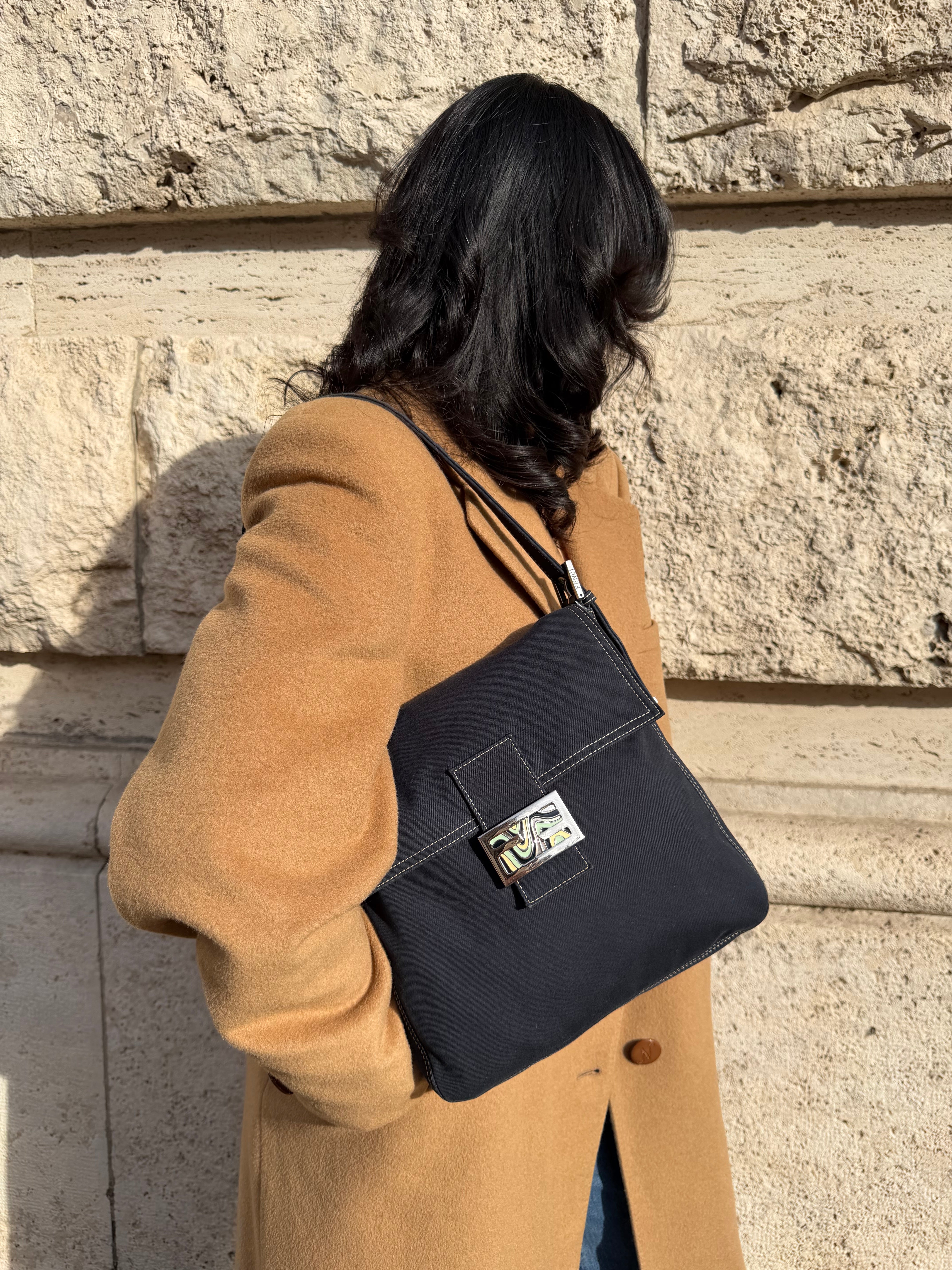 Fendi Baguette in tessuto blu