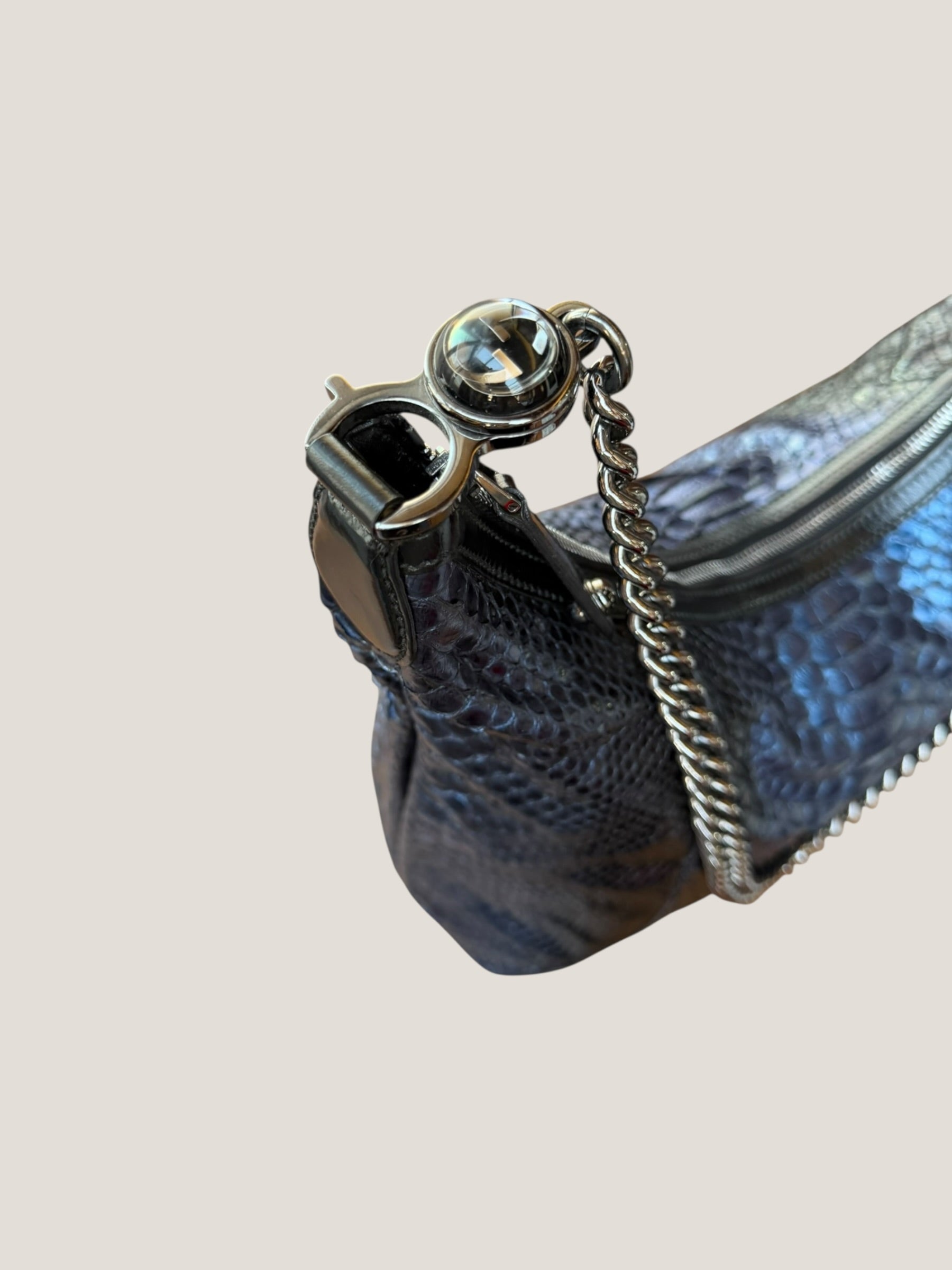 Gucci Galaxy Python Metallic Blue Hobo Bag
