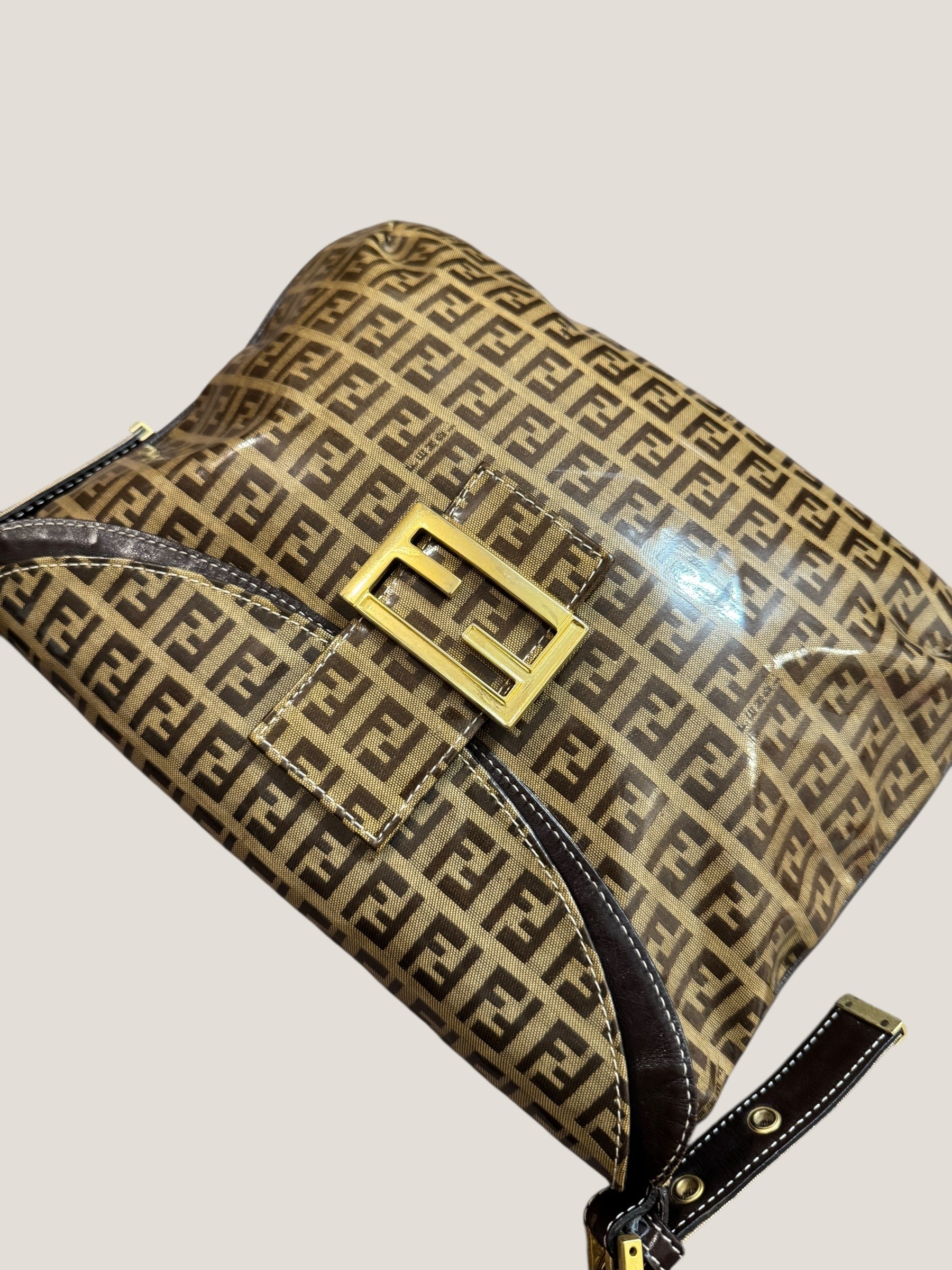 FENDI Baguette Monogram Crystal Marrone