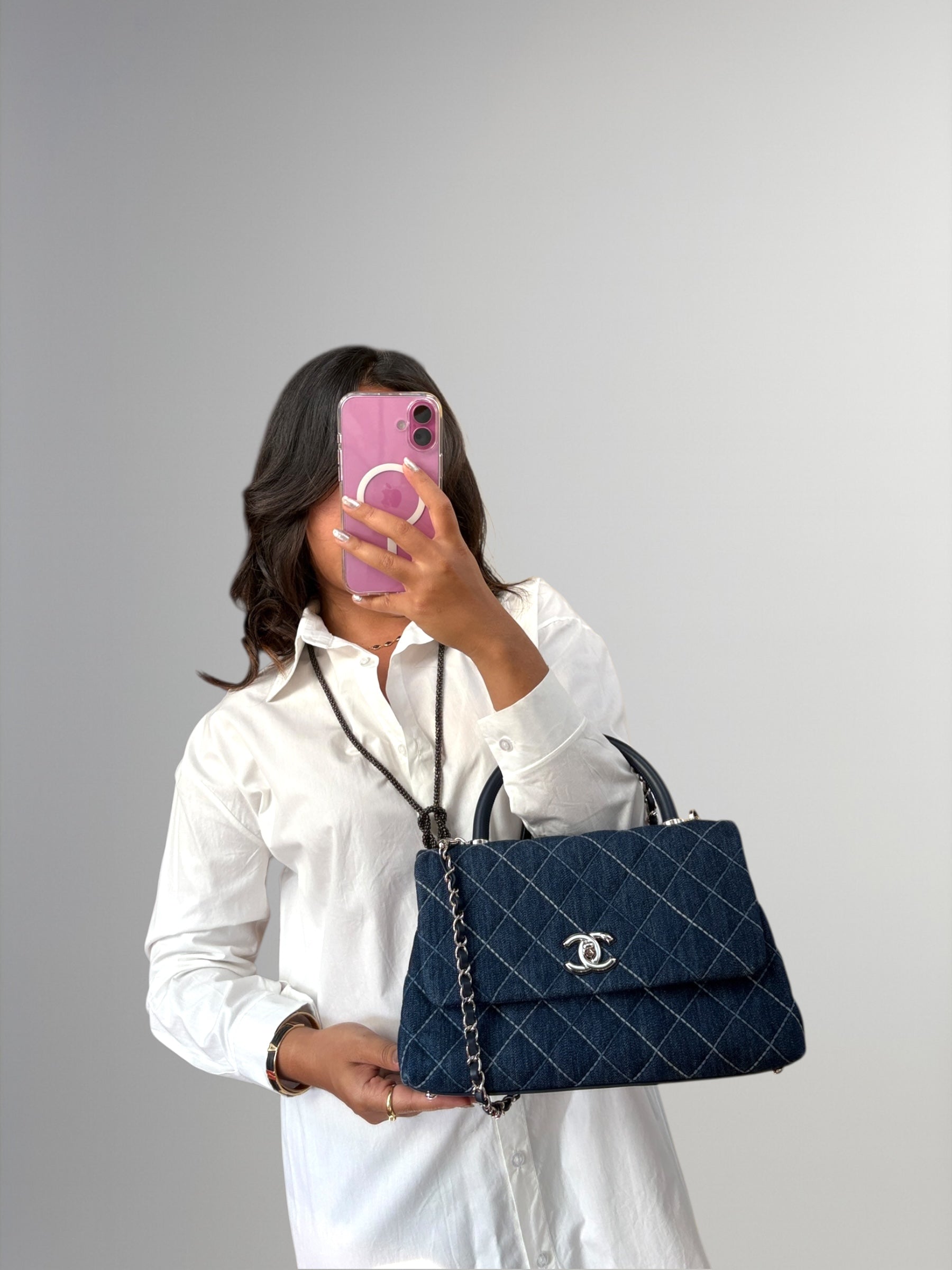 Chanel Coco Top Handle in denim trapuntato