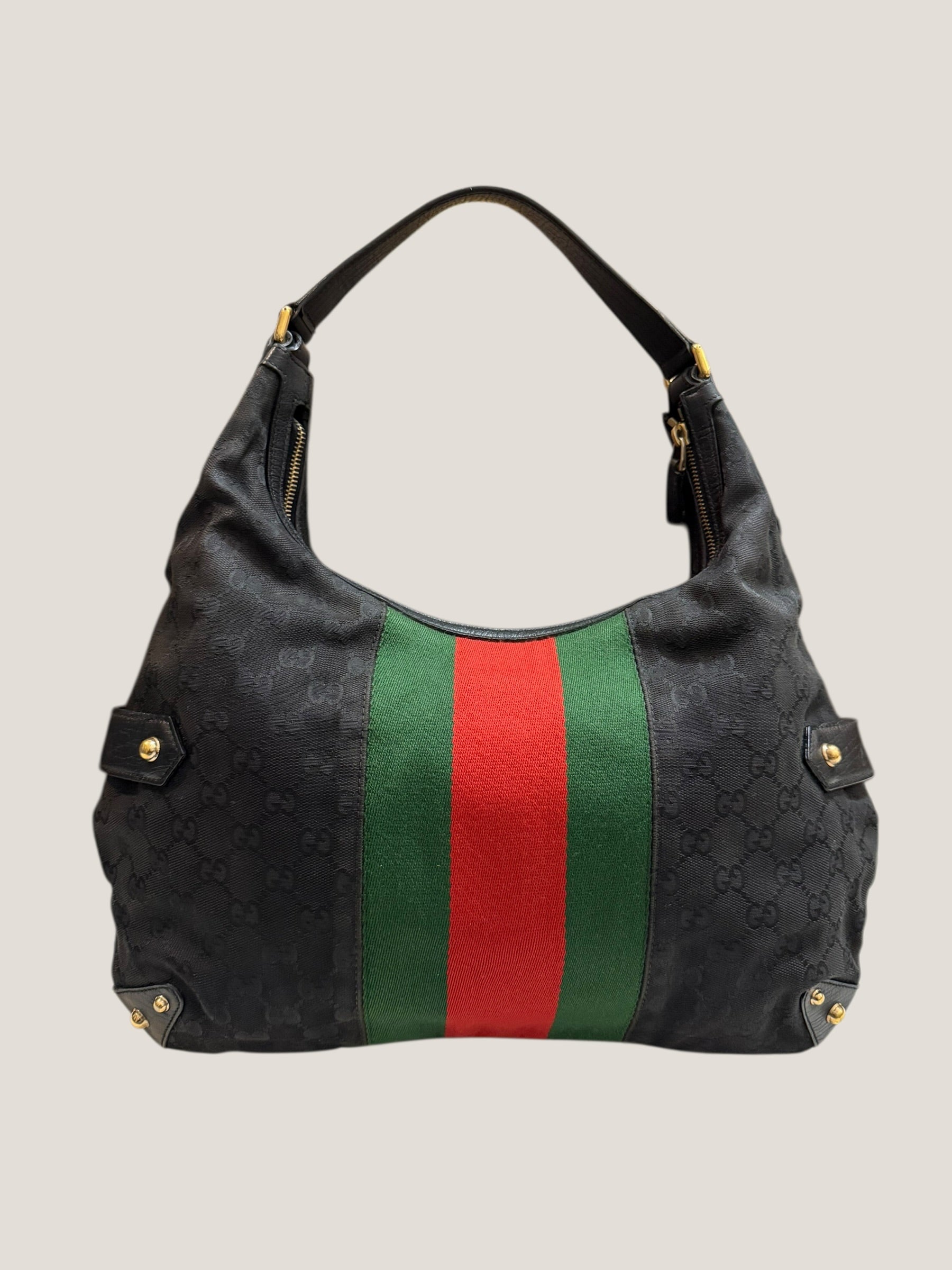 Gucci GG canvas nera Horsebit chain