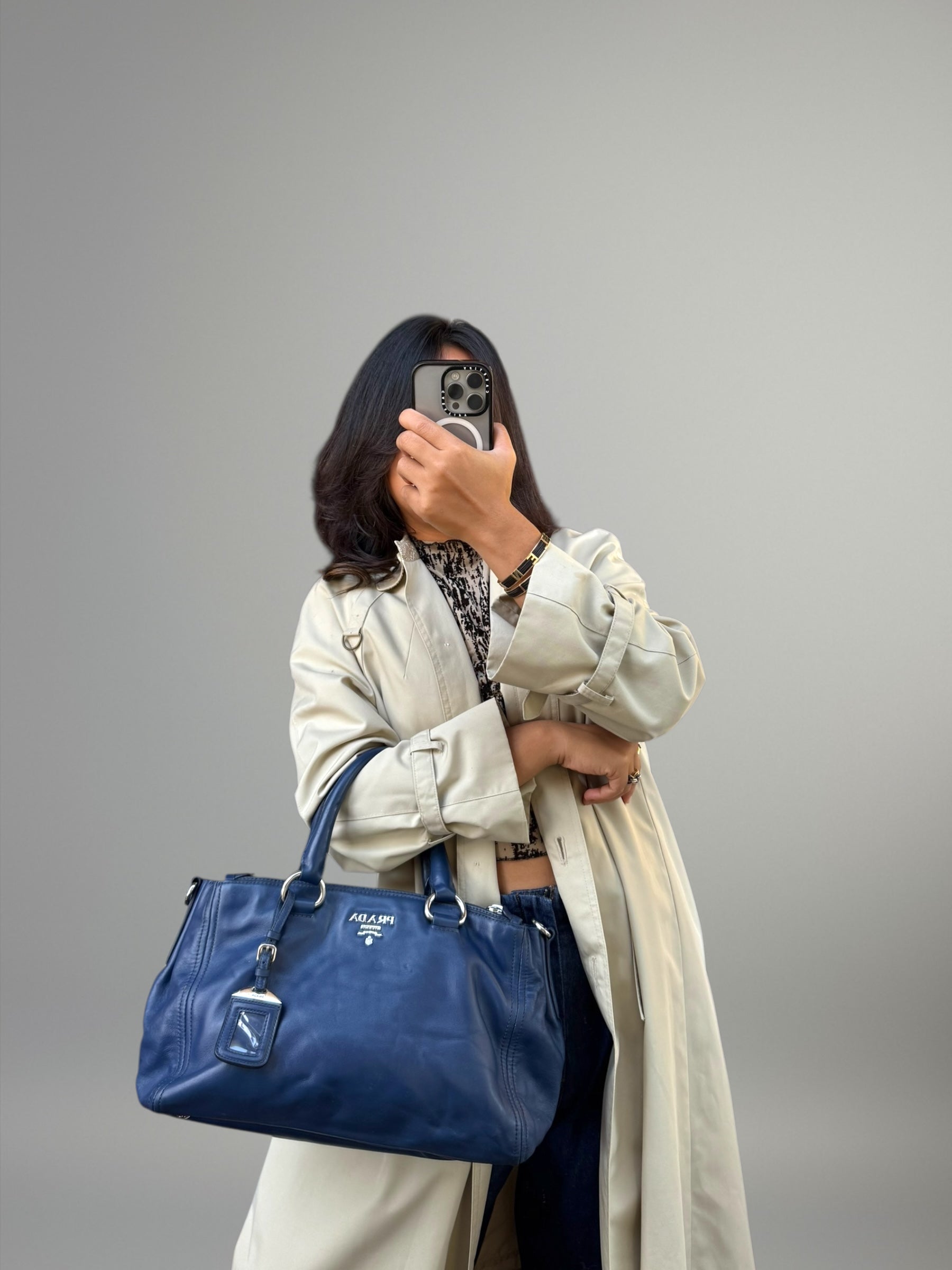 PRADA BOWLER IN PELLE BLU