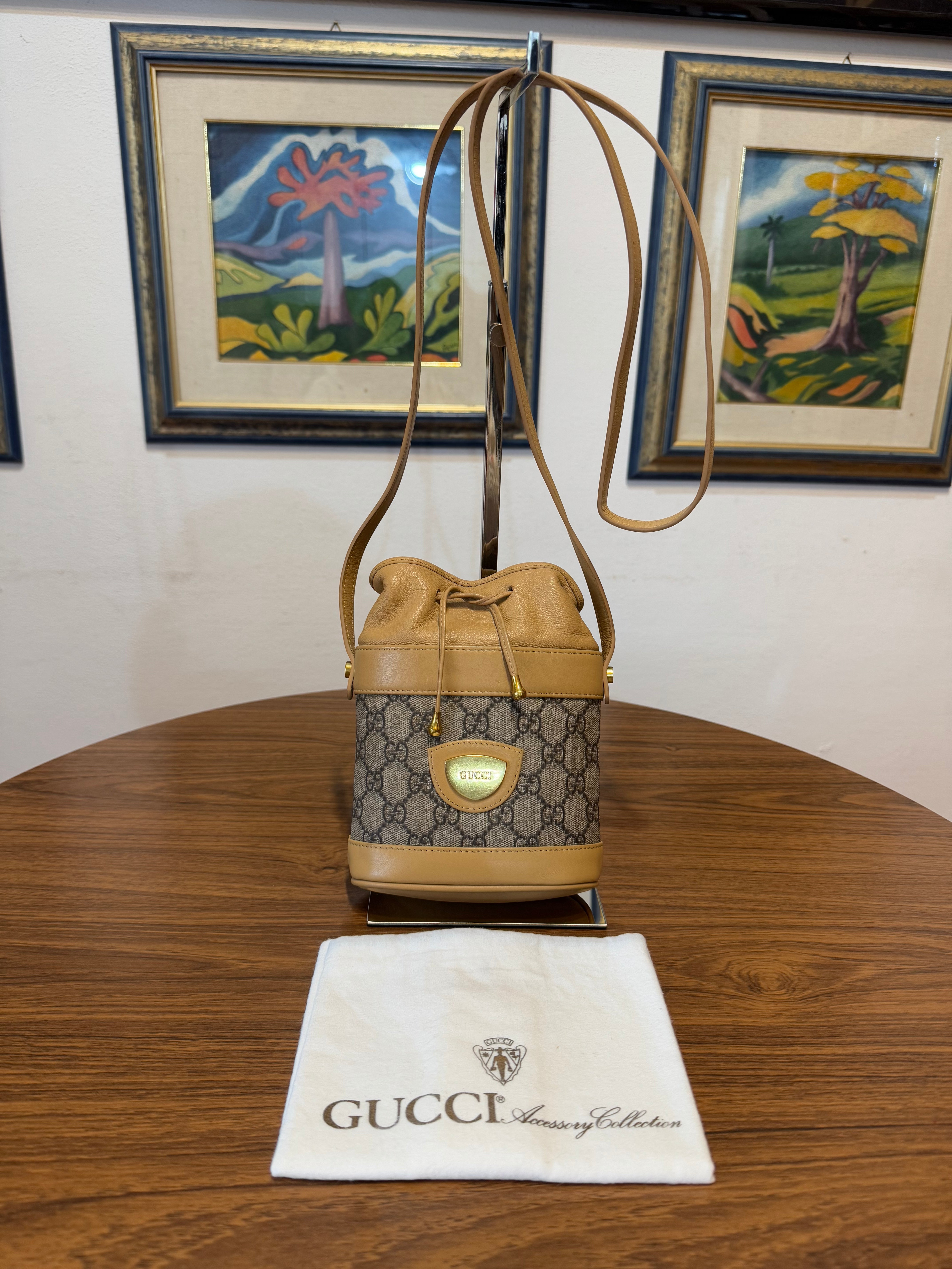 Gucci monogram mini drawstring