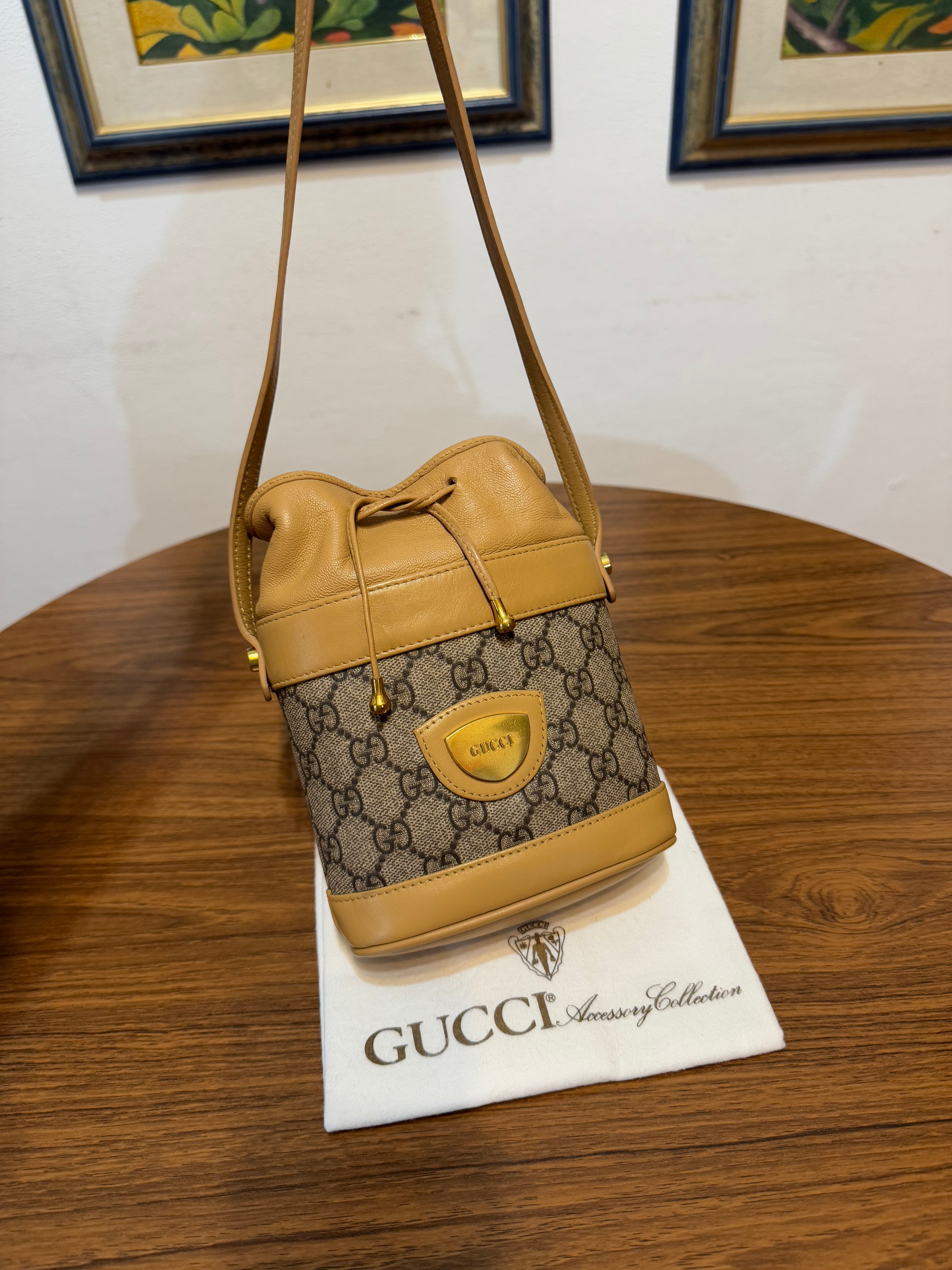 Gucci monogram mini drawstring