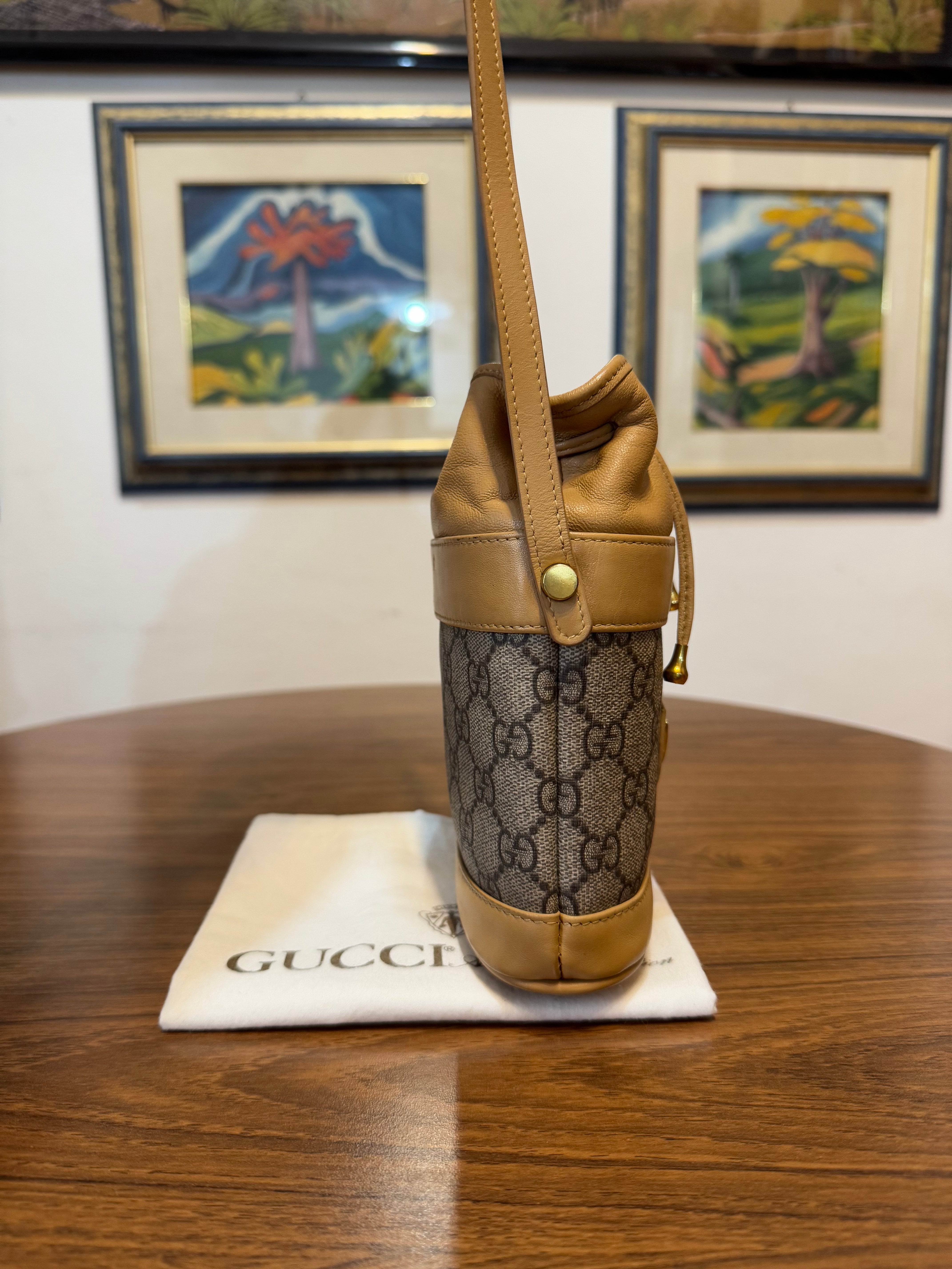 Gucci monogram mini drawstring
