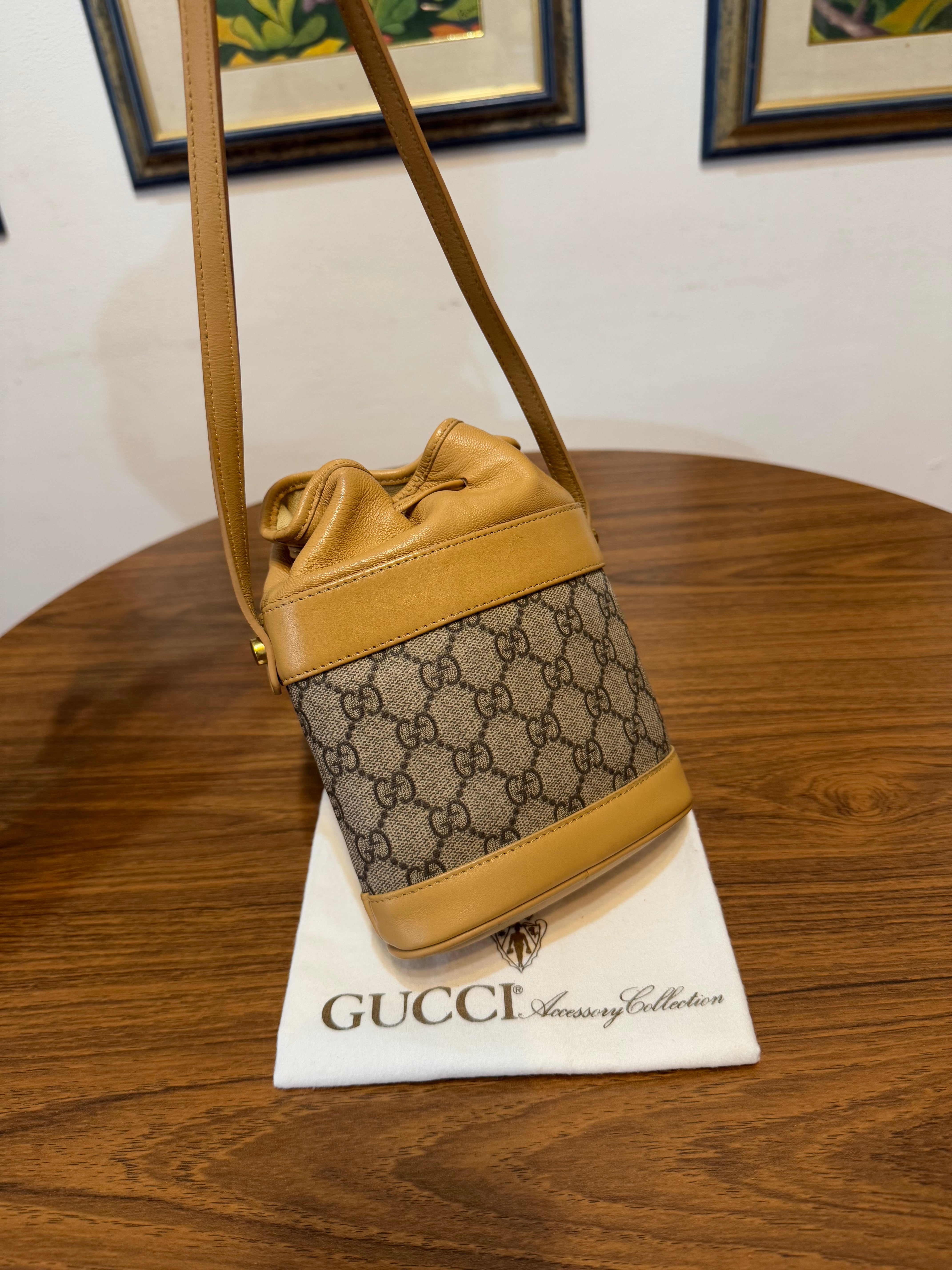 Gucci monogram mini drawstring