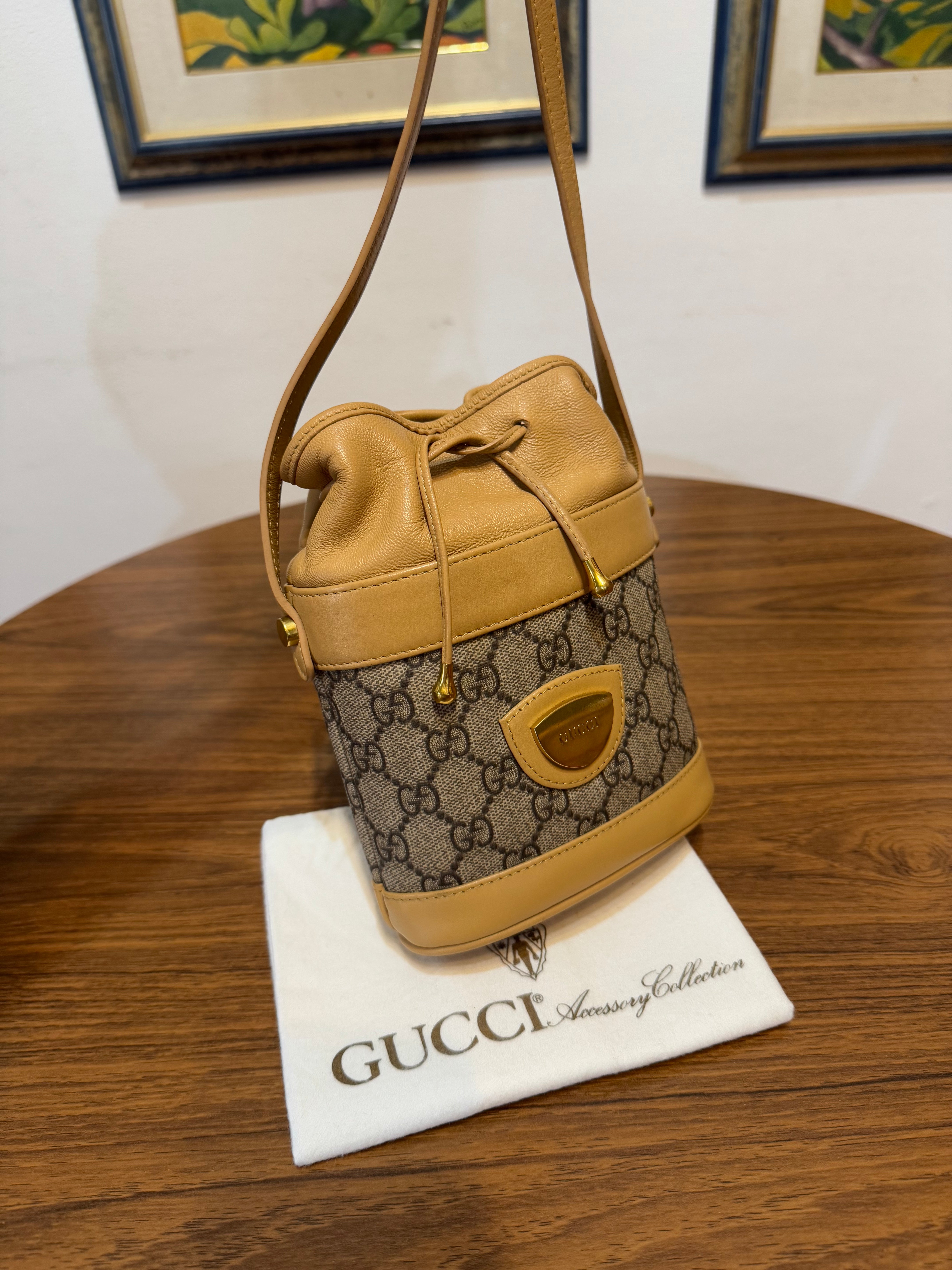 Gucci monogram mini drawstring