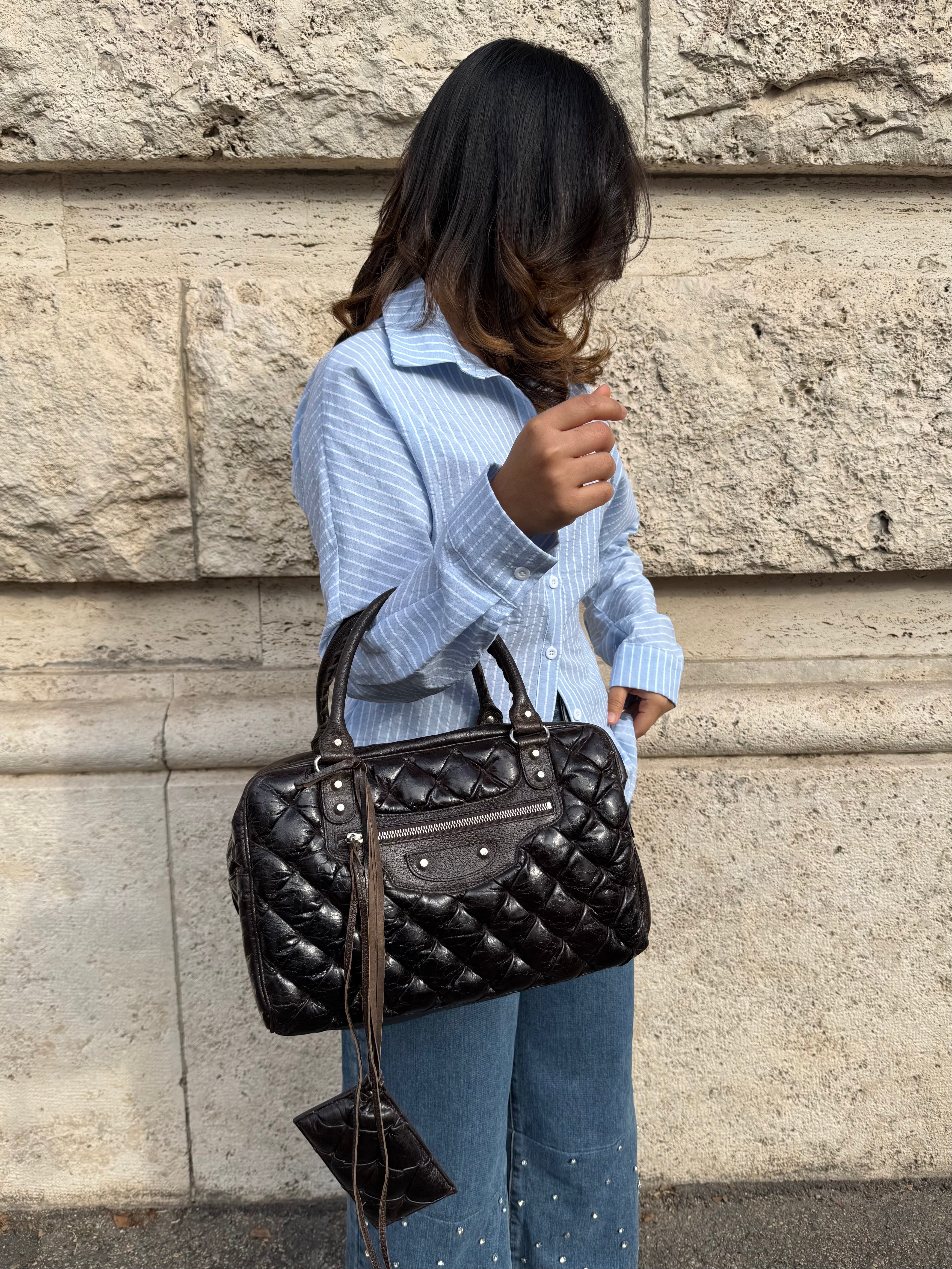 Balenciaga bauletto in pelle marrone