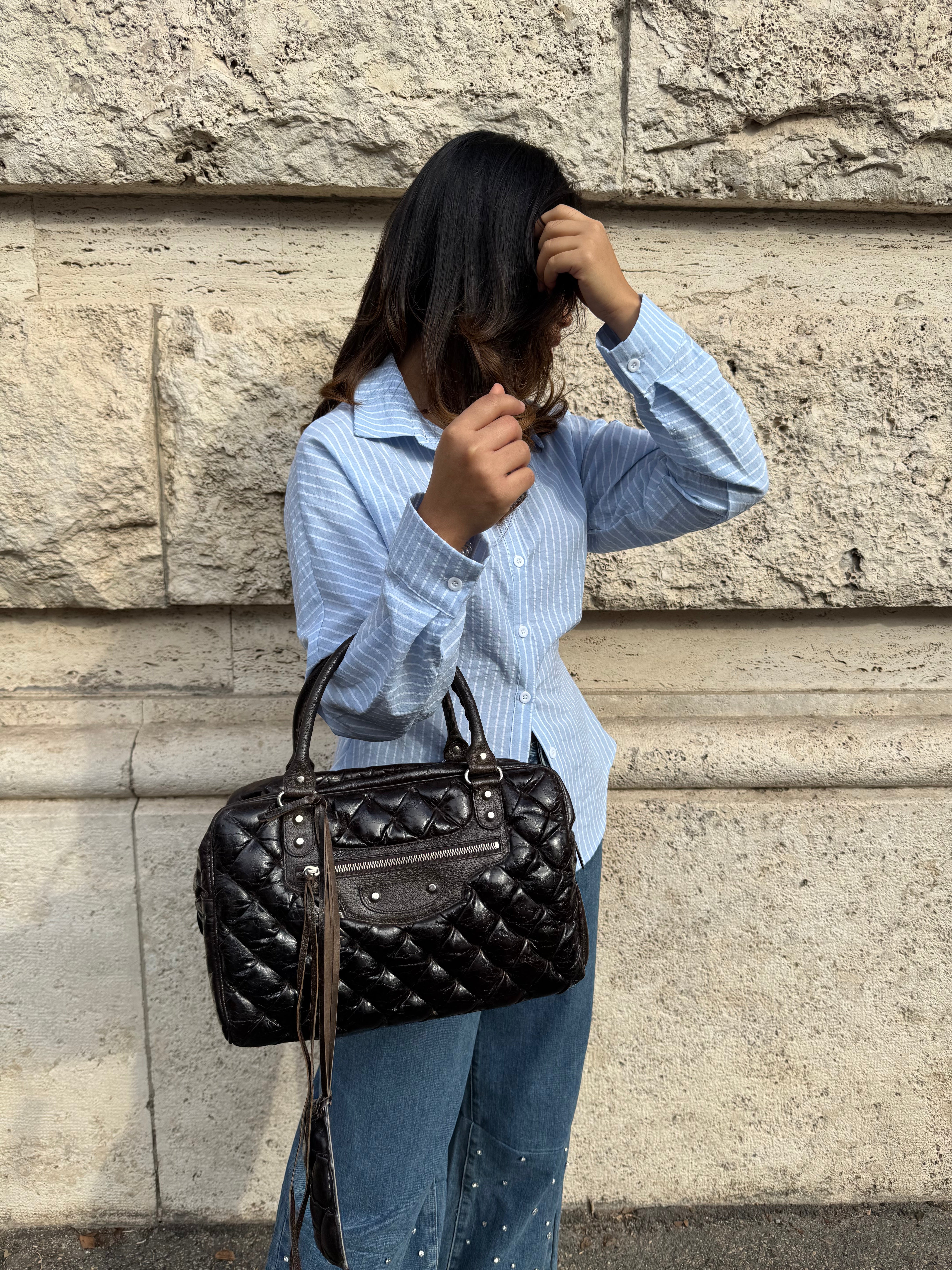 Balenciaga bauletto in pelle marrone