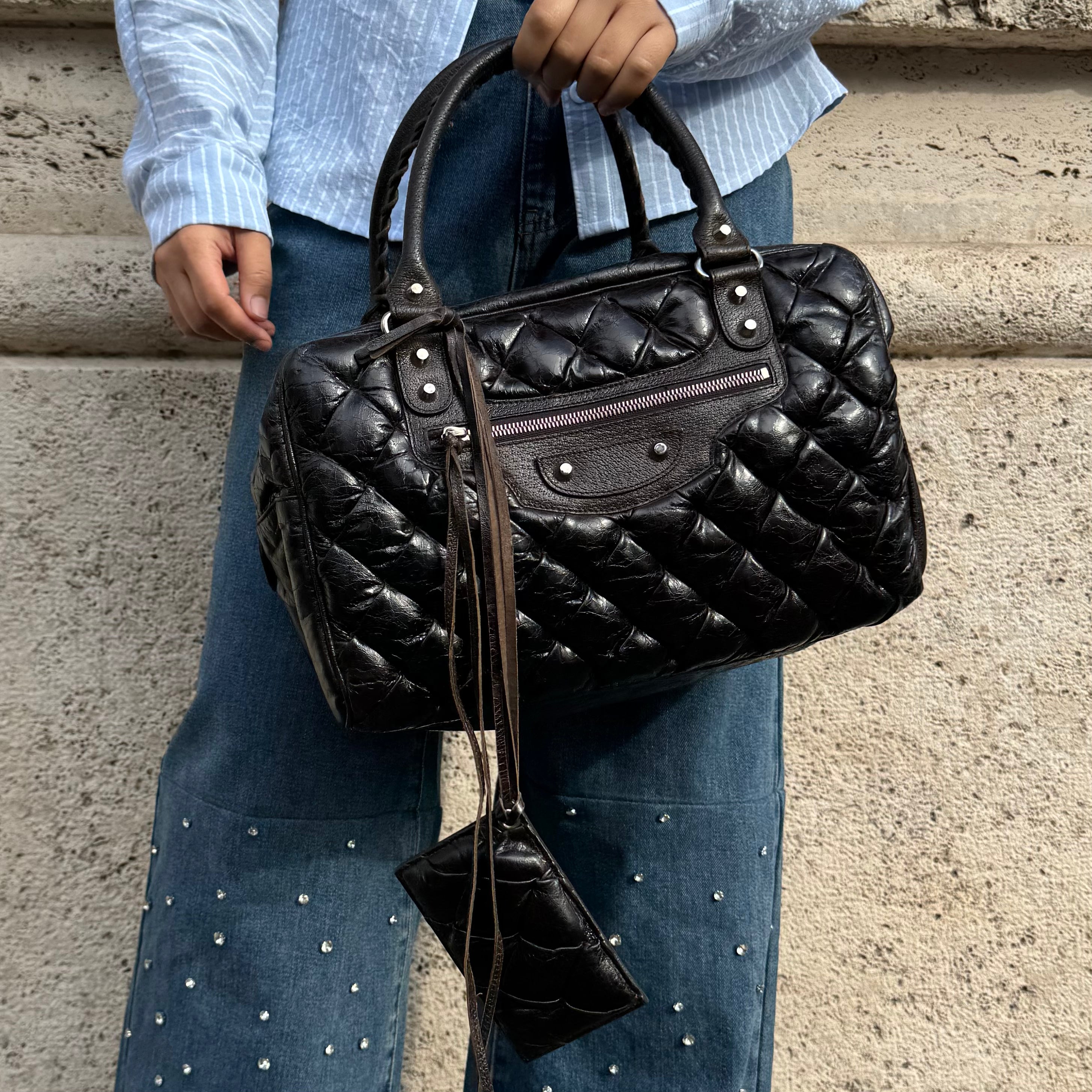 Balenciaga bauletto in pelle marrone