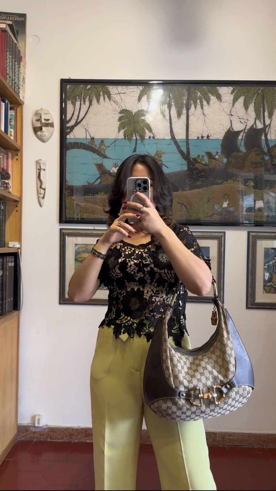 Gucci Hobo con dettaglio bamboo e tessuto GG