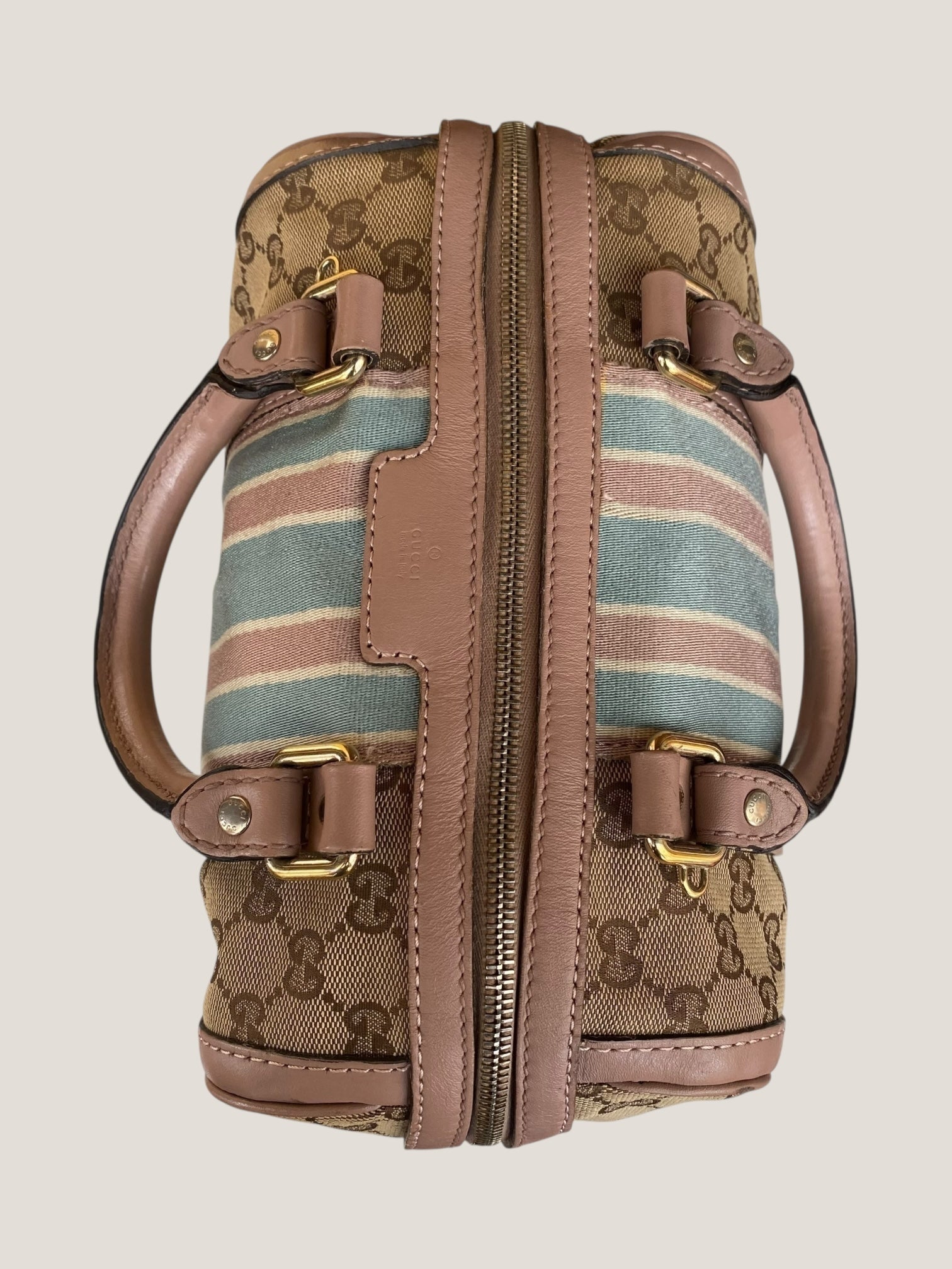 Gucci Bauletto Mini in canvas GG e righe pastello