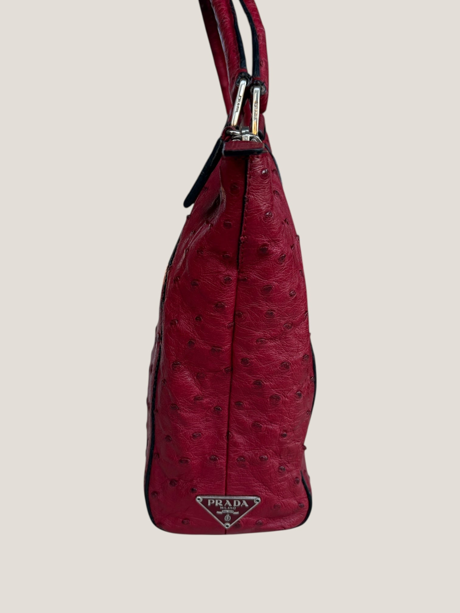 PRADA Borsa in pelle di struzzo rosso