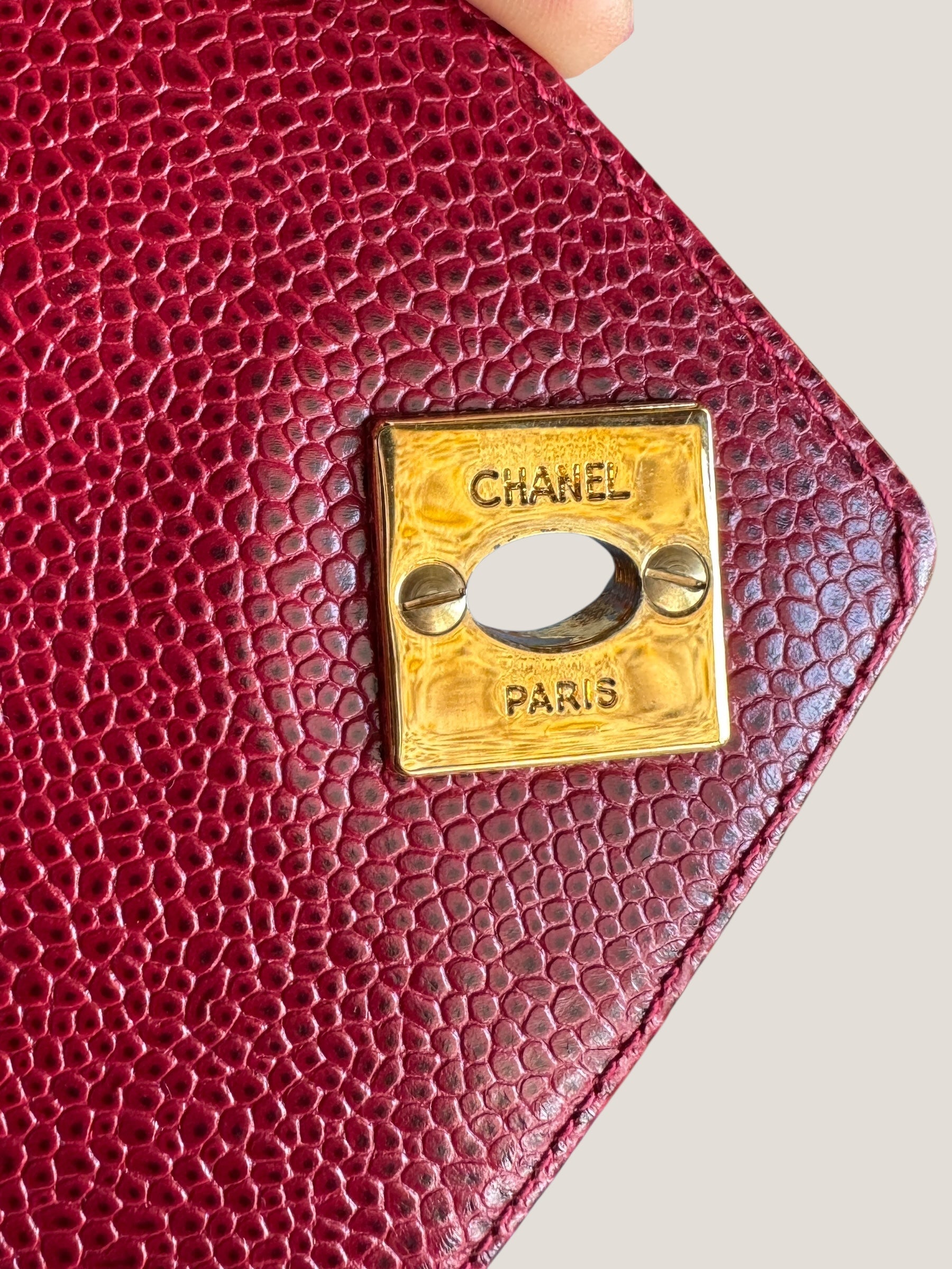 Chanel Vintage Camera Bag in Caviar Rosso con Frange