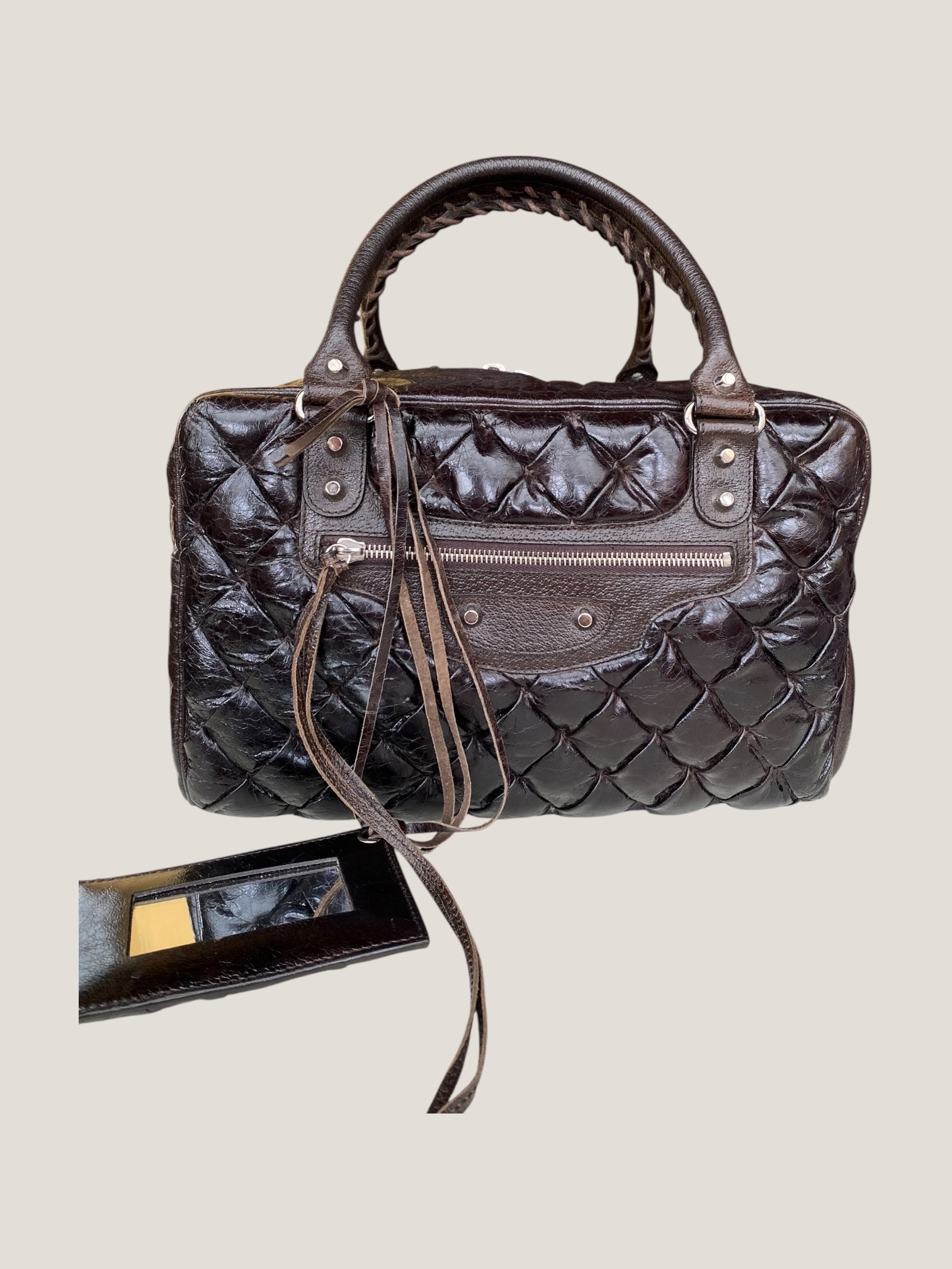 Balenciaga bauletto in pelle marrone