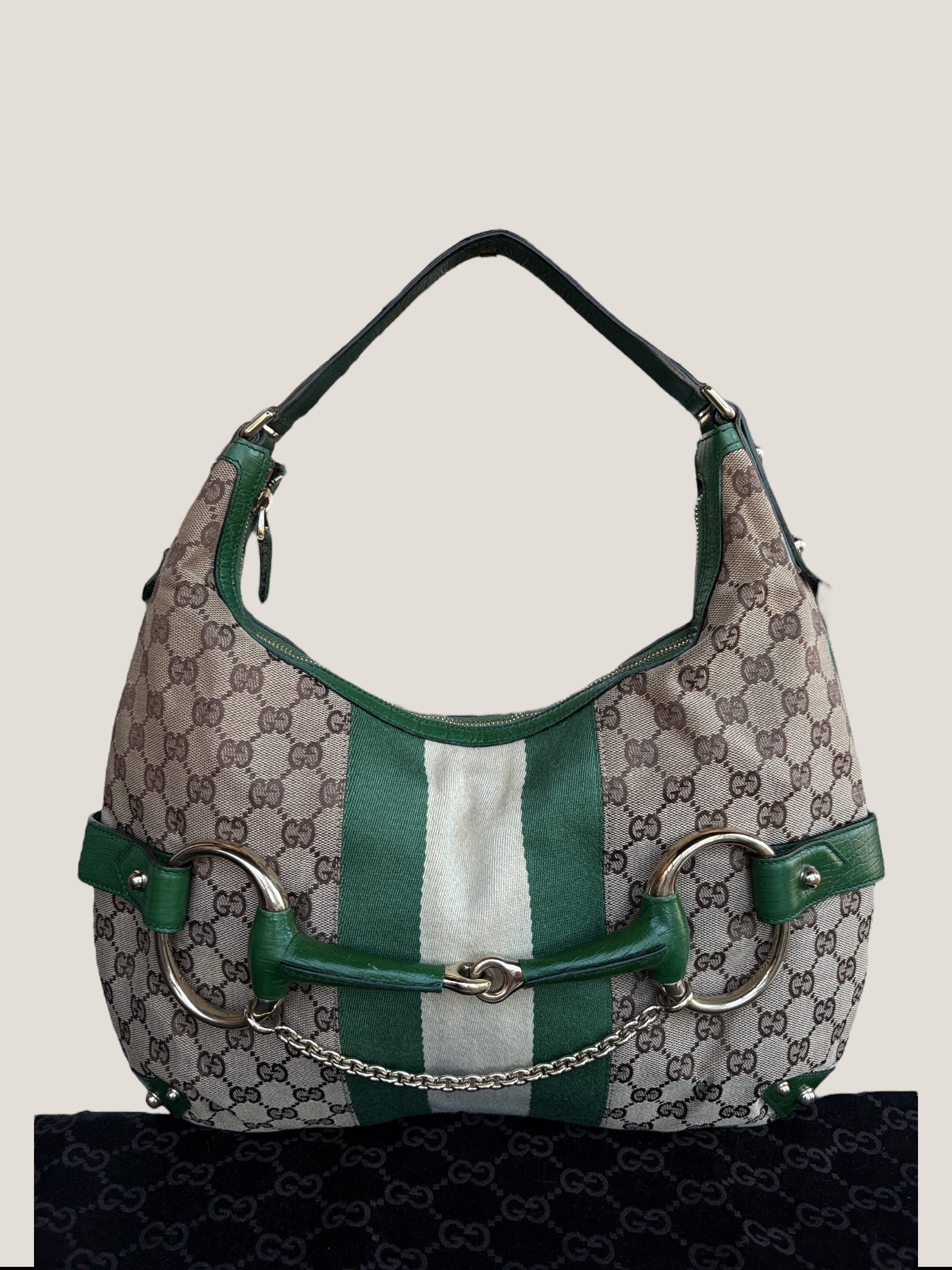 Gucci Horsebit Hobo GG Canvas Verde