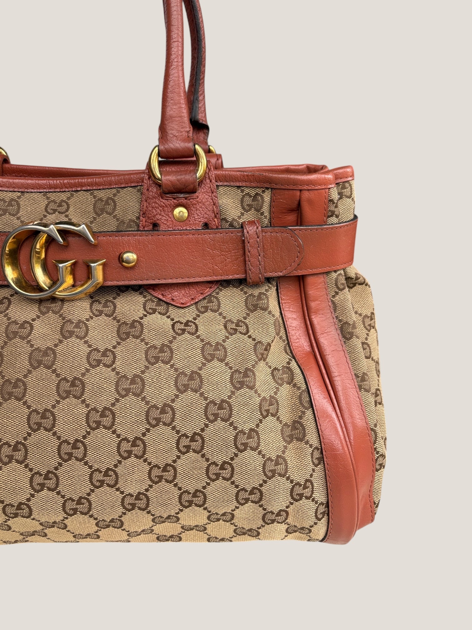 Gucci GG Canvas Tote Marrone Ruggine