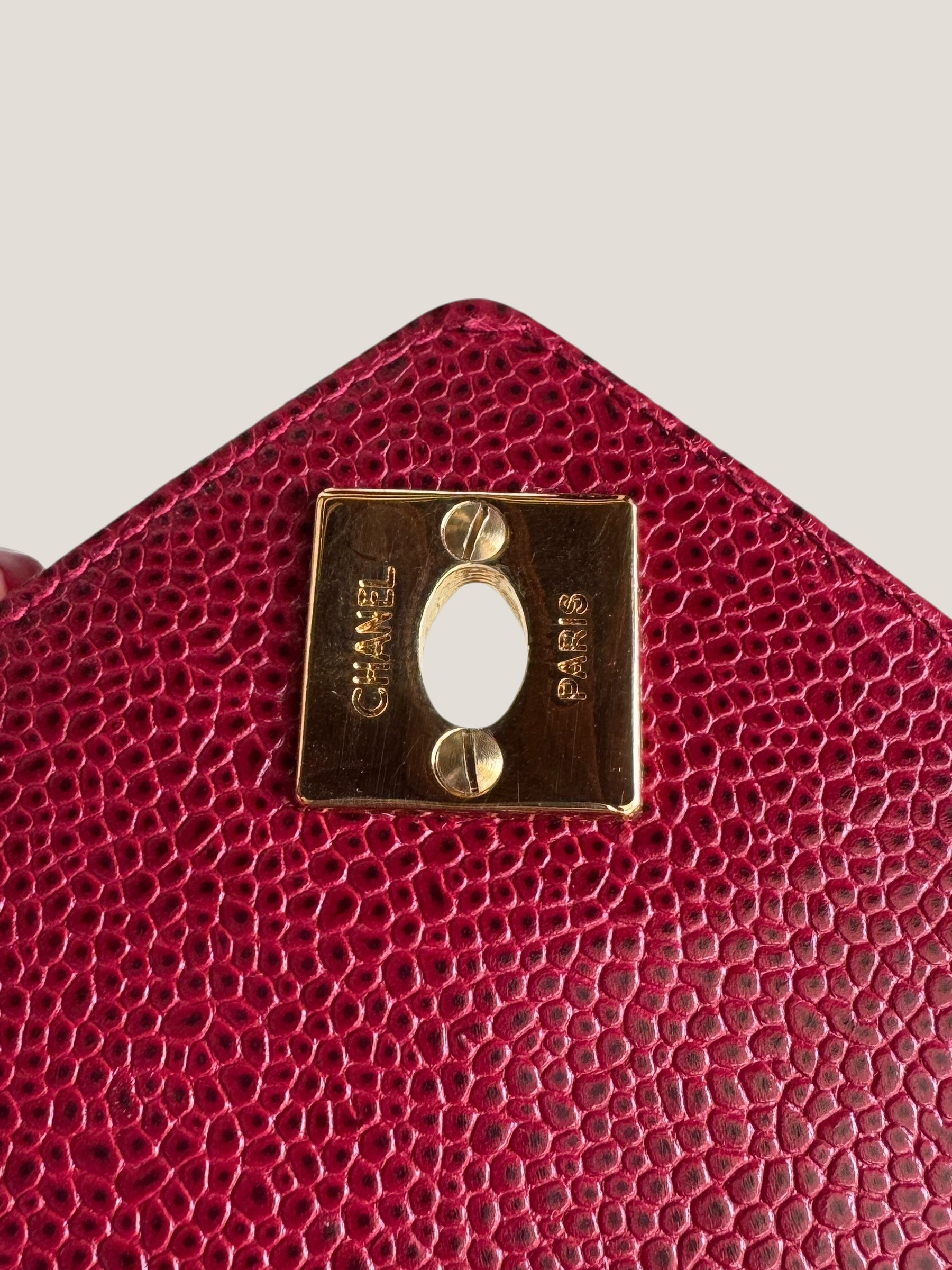 Chanel Vintage Camera Bag in Caviar Rosso con Frange