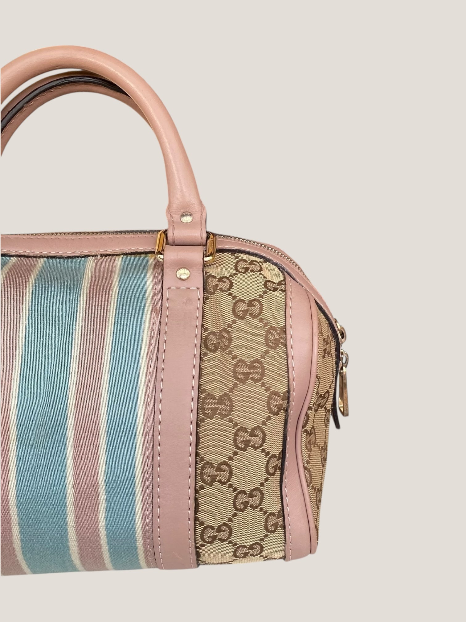 Gucci Bauletto Mini in canvas GG e righe pastello